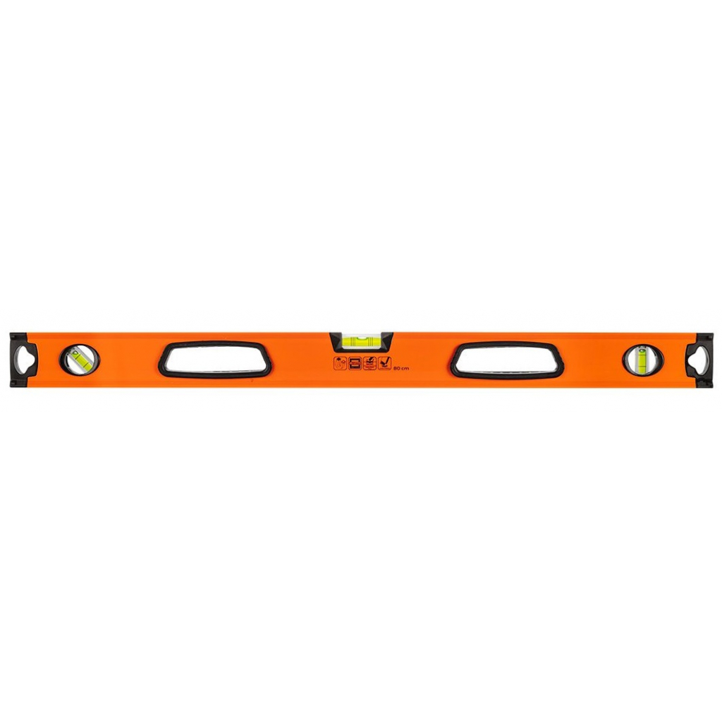 Рівень Neo Tools алюмінієвий, 80 см, 3 капсули, фрезерований, 2 ручки, магніт (71-113) - зображення 1