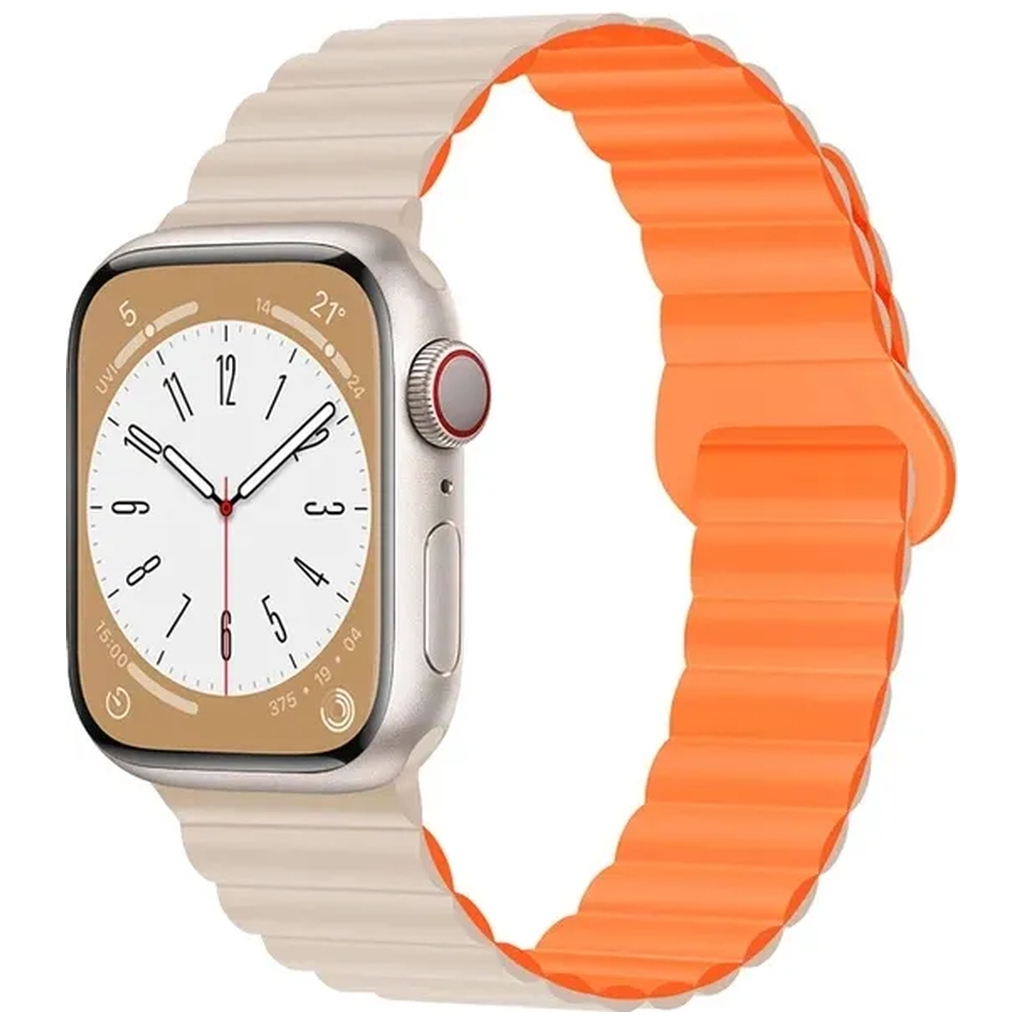 Ремінець до смарт-годинника Drobak Silicone Magnetic Link для Apple Watch All Series Ultra 2 49/45/44/42mm Starlight orange (898931) - зображення 1