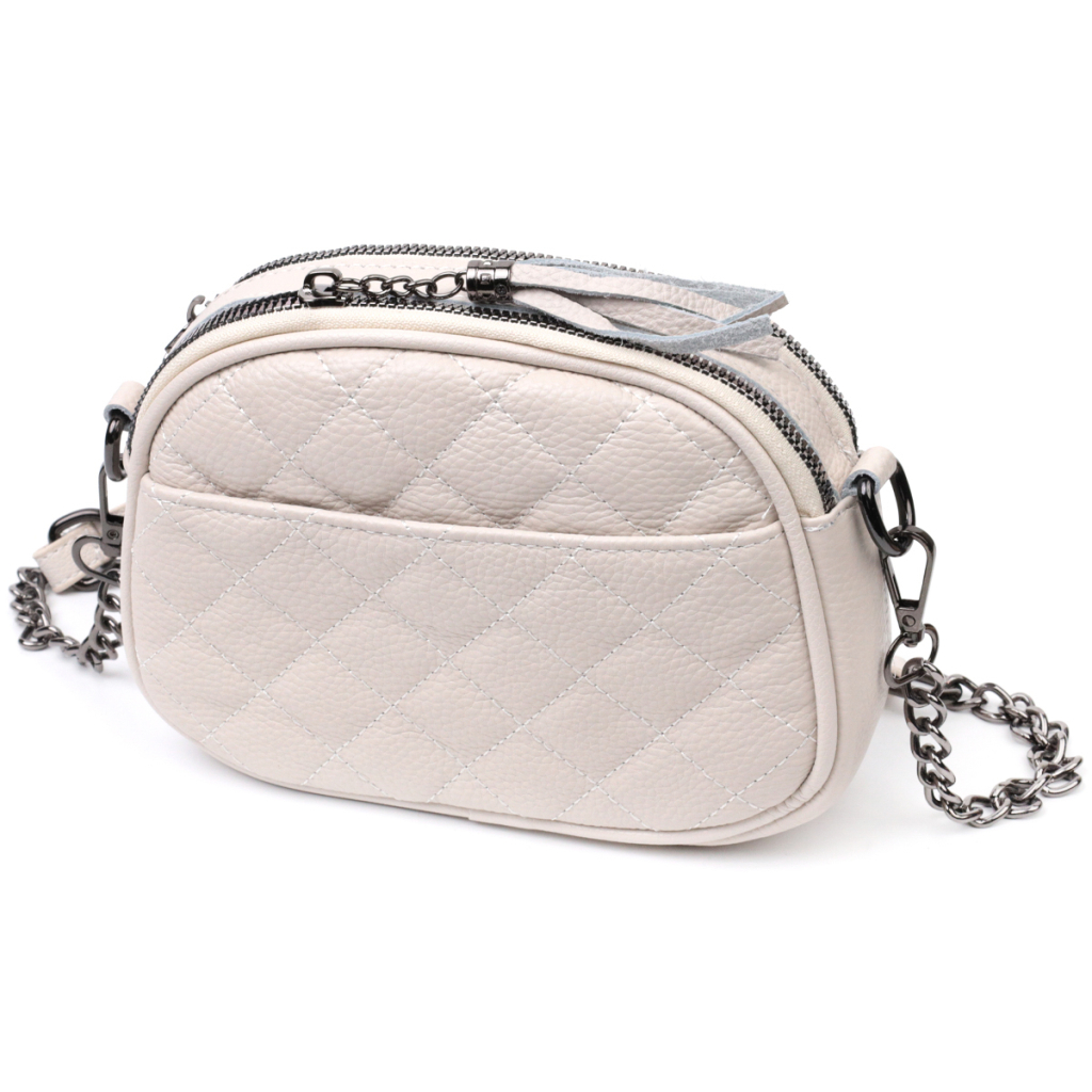 Сумка Vintage Жіноча стьобана з м'якої натуральної шкіри Біла (22326) - зображення 2