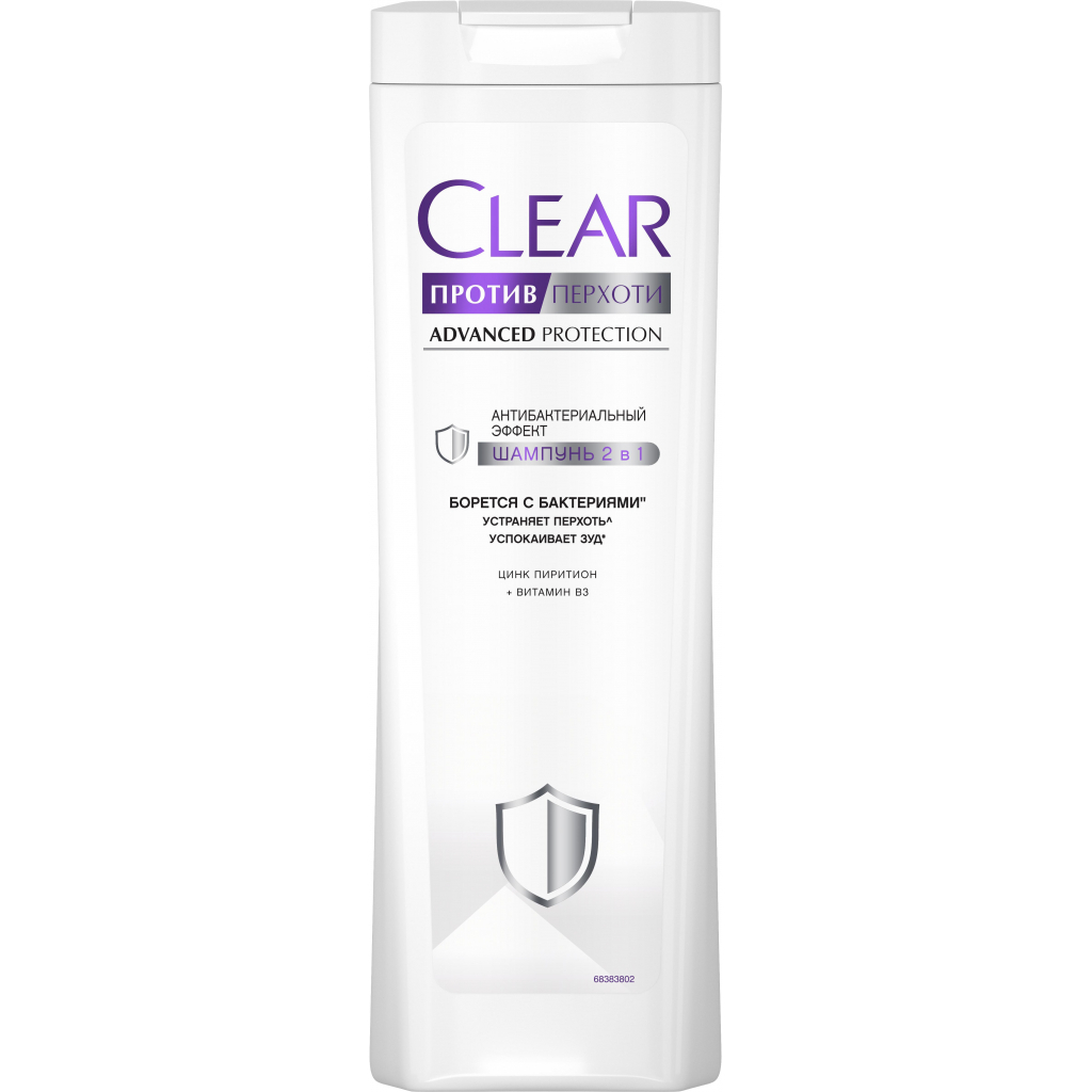 Шампунь Clear Антибактеріальний ефект 2в1 Проти лупи 380 мл (8714100869482) - зображення 1
