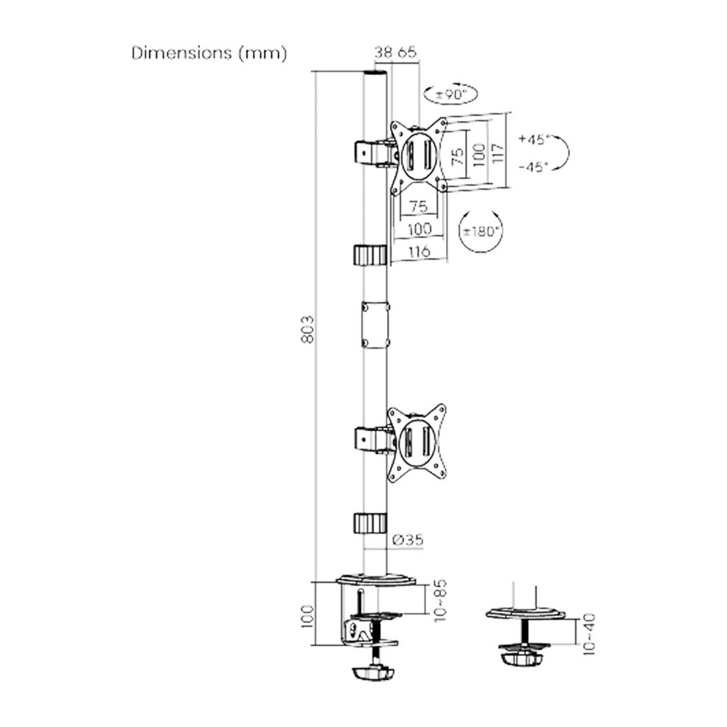 Кронштейн Brateck LDT66-C02V - зображення 4