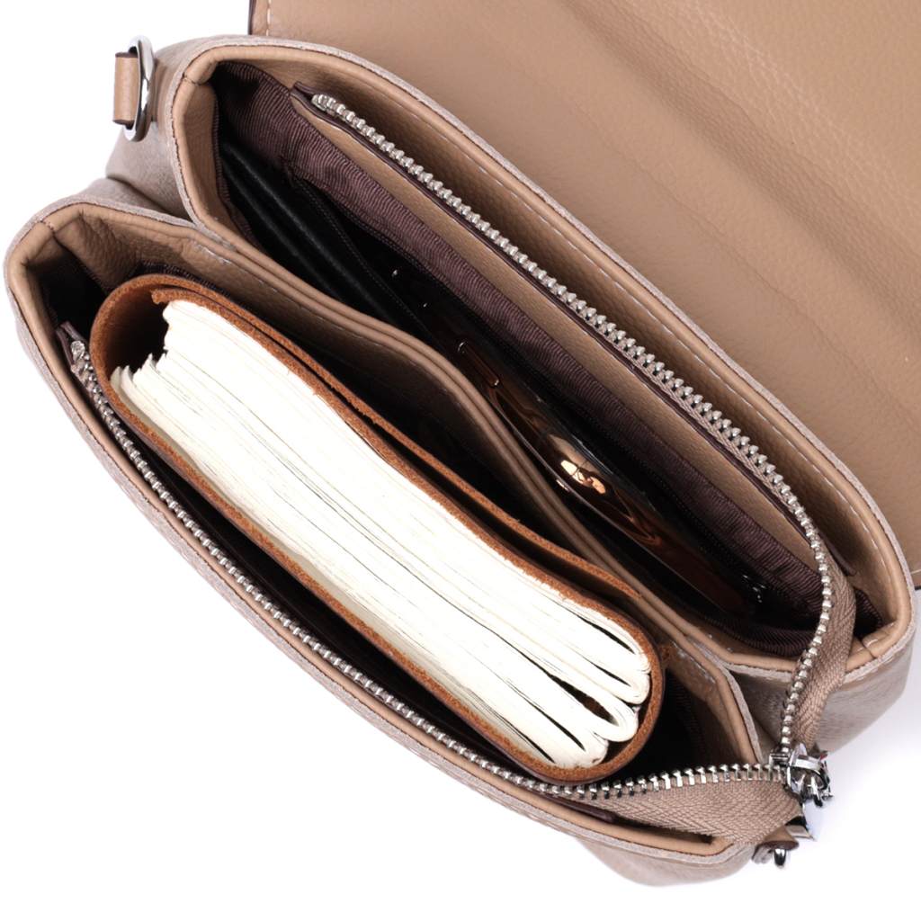 Сумка Vintage Жіноча сетчел із натуральної шкіри Бежева (22292) - зображення 8