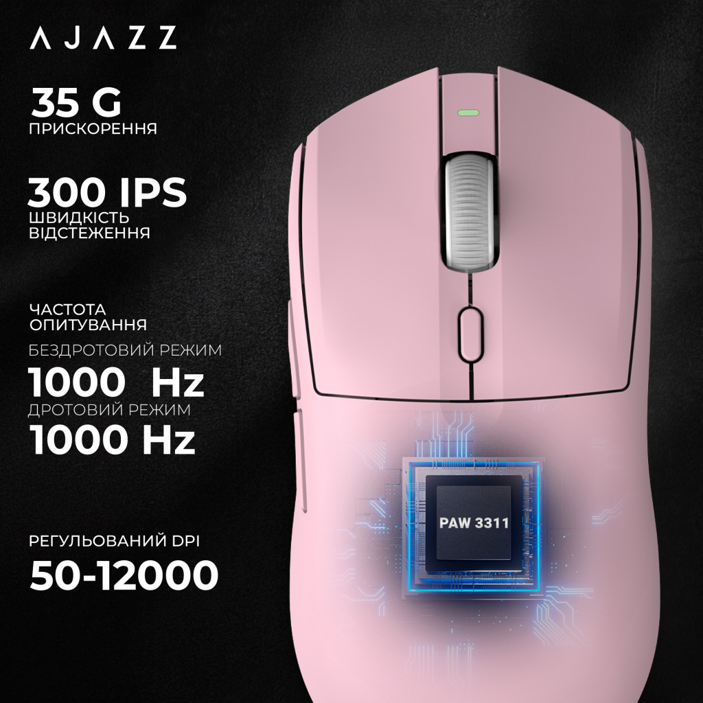 Мишка Ajazz AJ139 V2 MC Wireless/Bluetooth/USB Pink (AJ139-V2-MC-Pink) - зображення 11