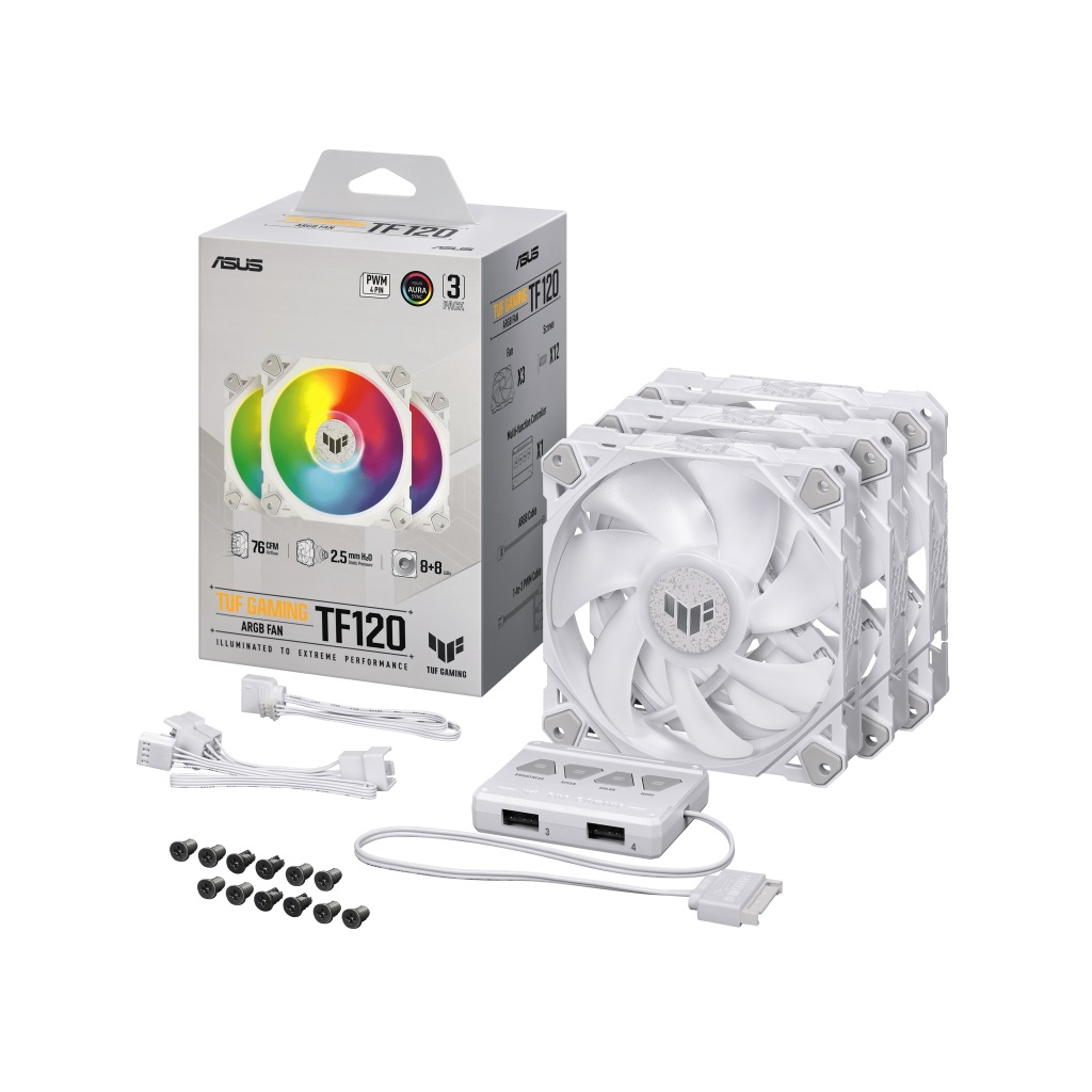 Кулер до корпусу ASUS TUF Gaming TF120 ARGB 3IN1 White (90DA0033-B09030) - зображення 9