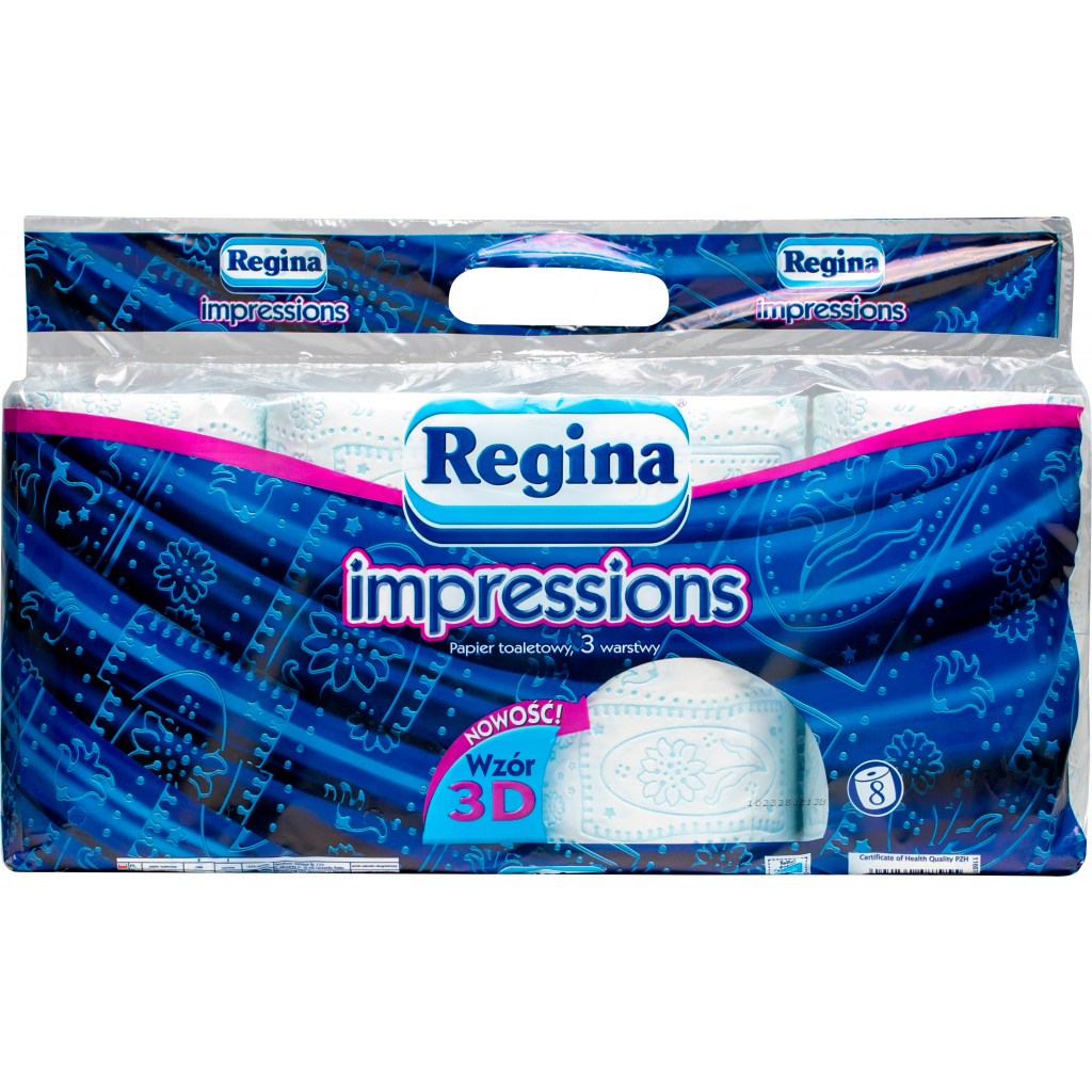 Туалетний папір Regina Impressions Blue 18 м 150 відривів 3 шари 8 рулонів (8004260487955) - зображення 1