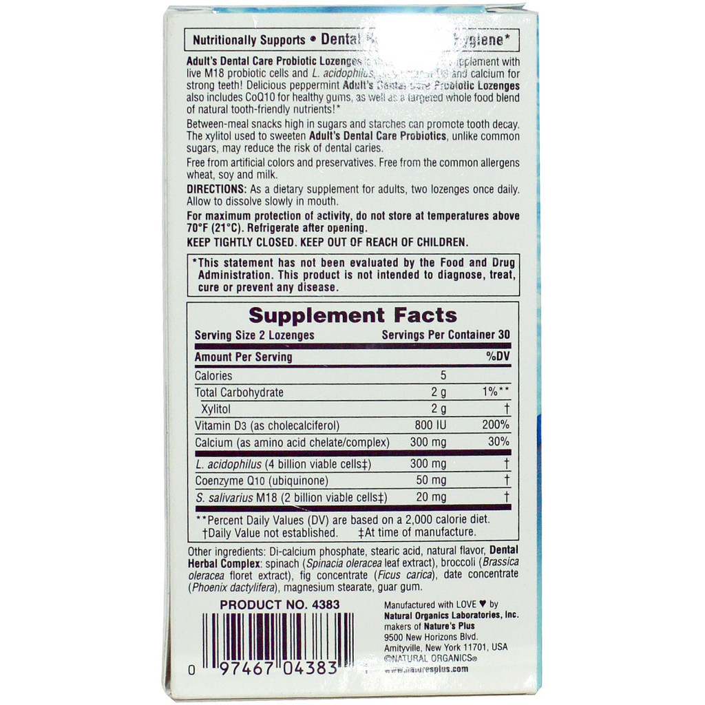 Пробіотики Natures Plus Пробіотик для Здоров'я Зубов і Порожнини Рота для дорослих (NAP-04383) - зображення 2