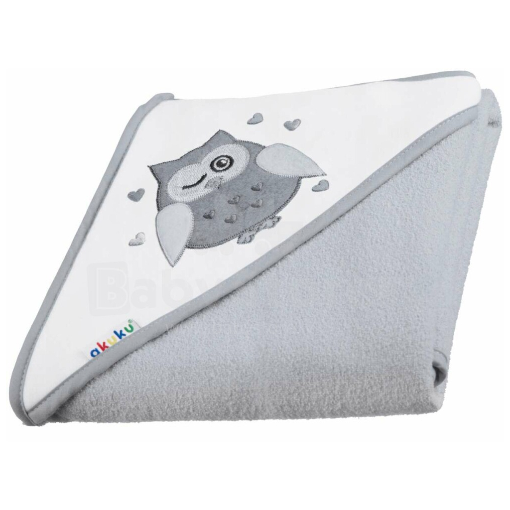 Рушник для купання Akuku з капюшоном 80x80см, сірий (A1238) - зображення 1