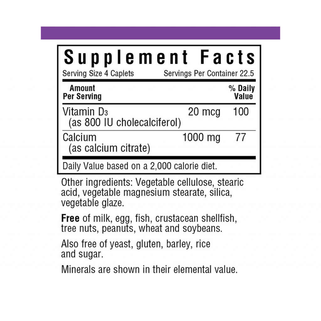 Вітамін Bluebonnet Nutrition Кальцій цитрат + Вітамін D3, 90 таблеток (BLB0710) - зображення 2