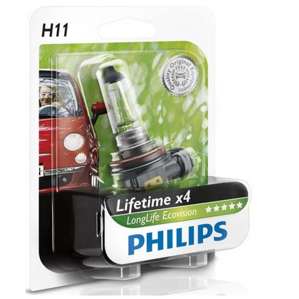 Автолампа Philips H11 LongLife EcoVision, 1шт (12362LLECOB1) - зображення 1