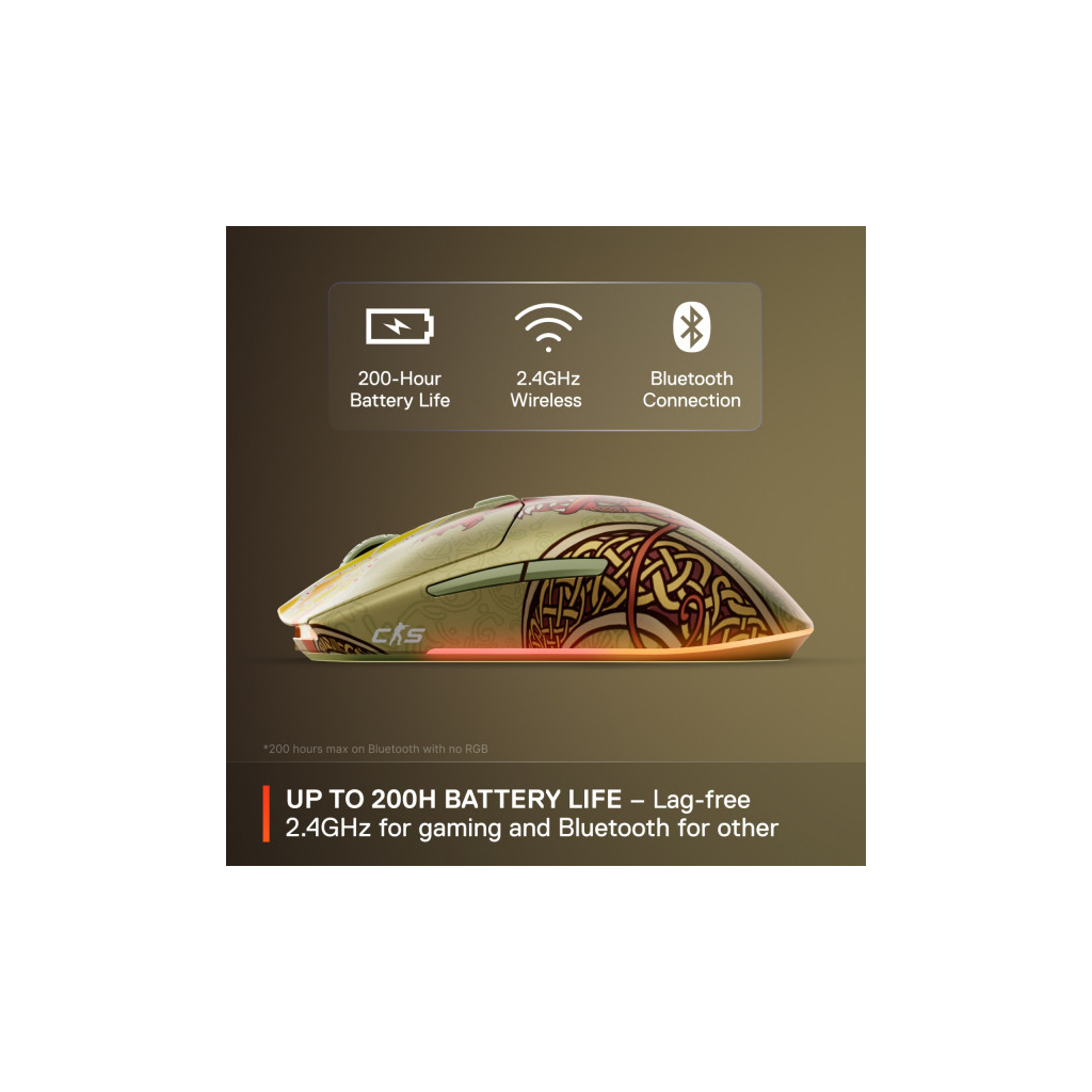 Мишка SteelSeries CS2 Dragon Lore Edition RGB Wireless/Bluetooth (62614) - зображення 8