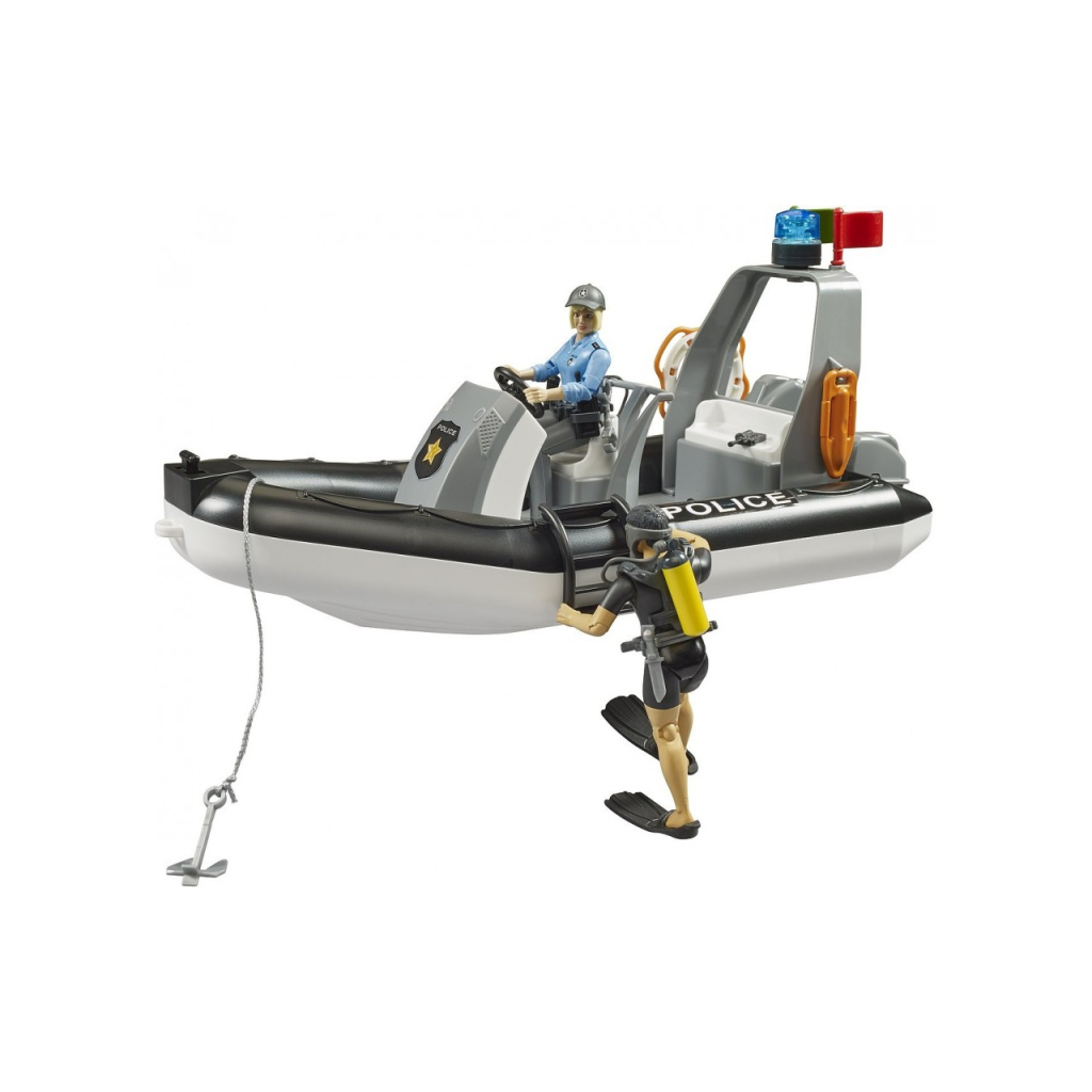 Спецтехніка Bruder Поліцейський пікап RAM 2500 з причепом, човном та фігурками (02507) - зображення 5