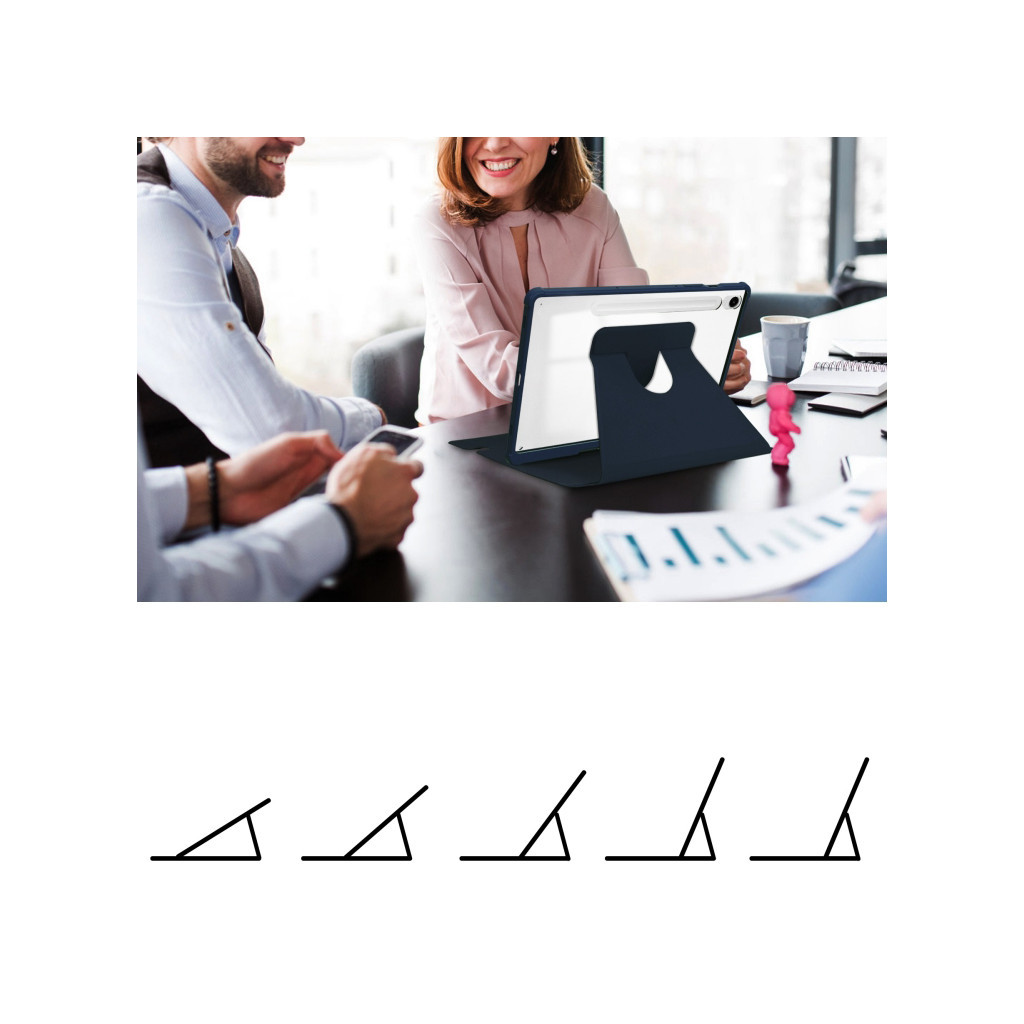 Чохол до планшета BeCover Keyboard 360° Rotatable Samsung Tab S9 (SM-X710/SM-X716)/S9 FE (SM-X510/SM-X516B) 11.0" Deep Blu (710427) - зображення 6