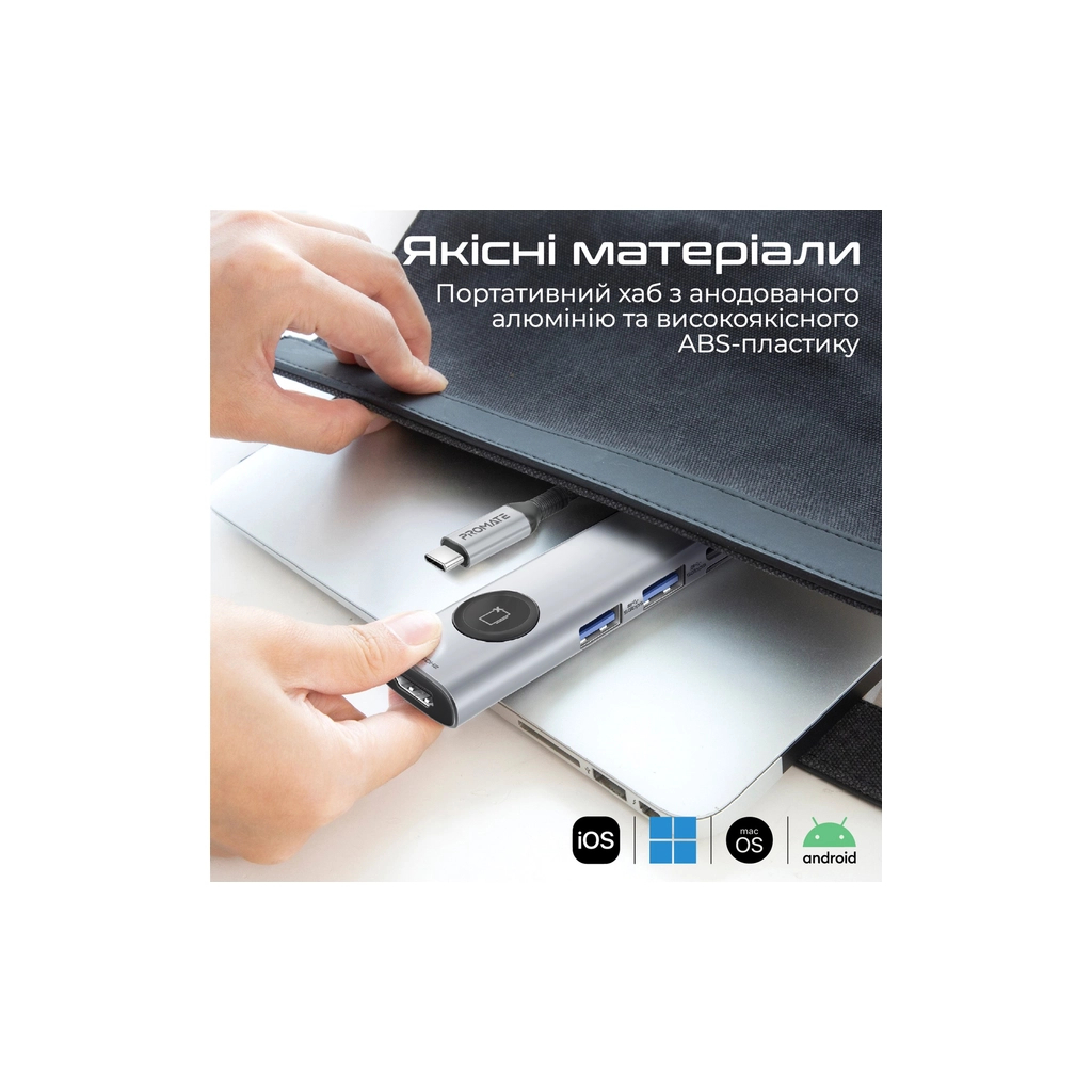 Концентратор Promate USB-C 9-in-1 Promate comandhub-lite (comandhub-lite) - зображення 7