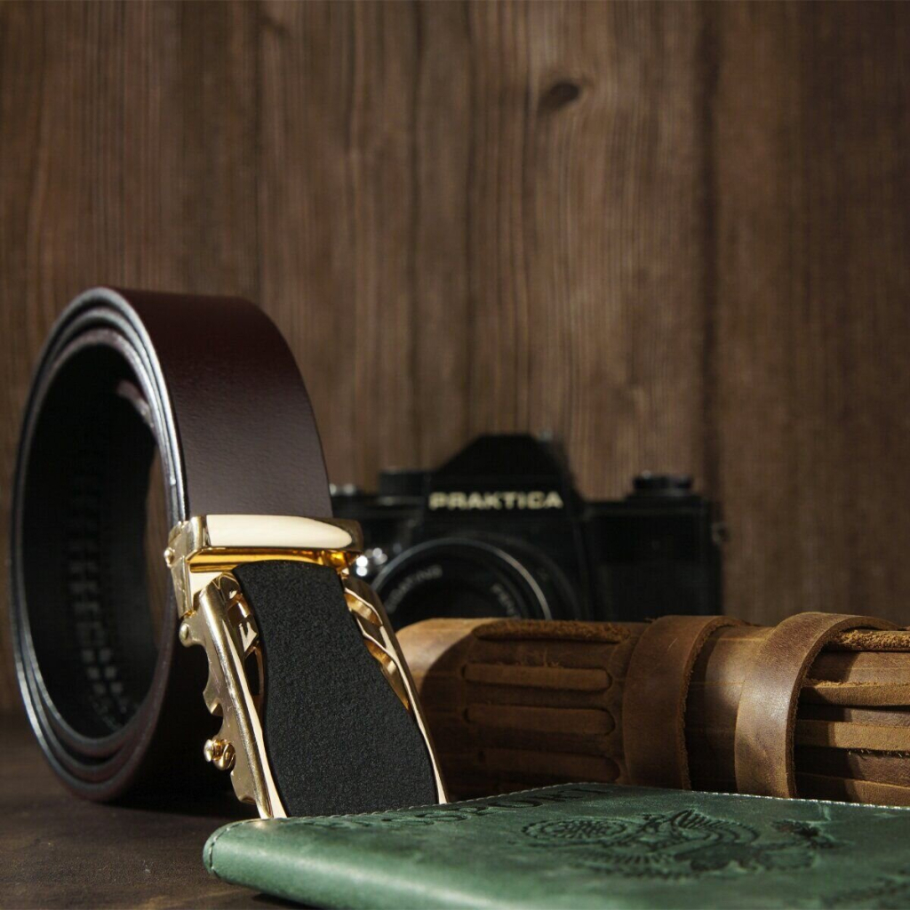 Ремінь Vintage З золотистою пряжкою автомат Коричневий (20323) - зображення 7