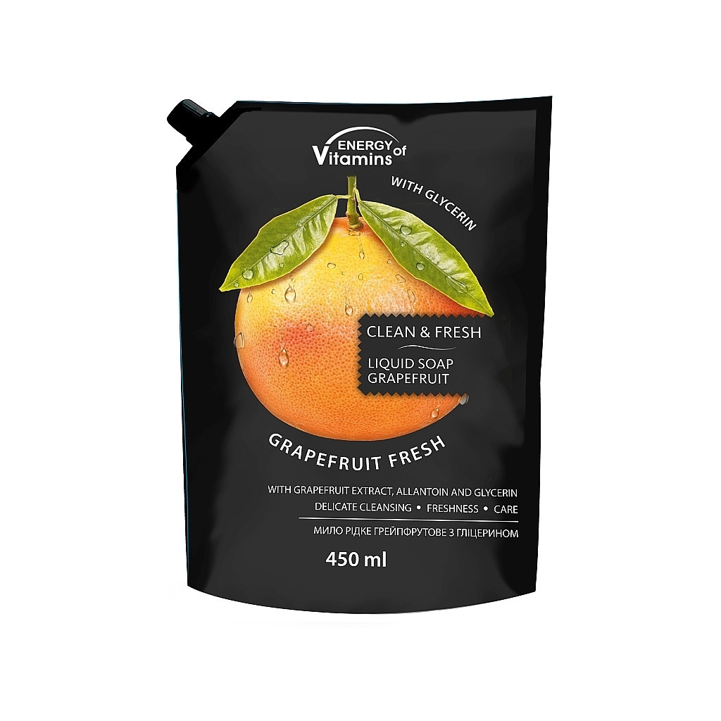 Рідке мило Energy of Vitamins Грейпфрутове з гліцерином дой-пак 450 мл (4820074623068) - зображення 1