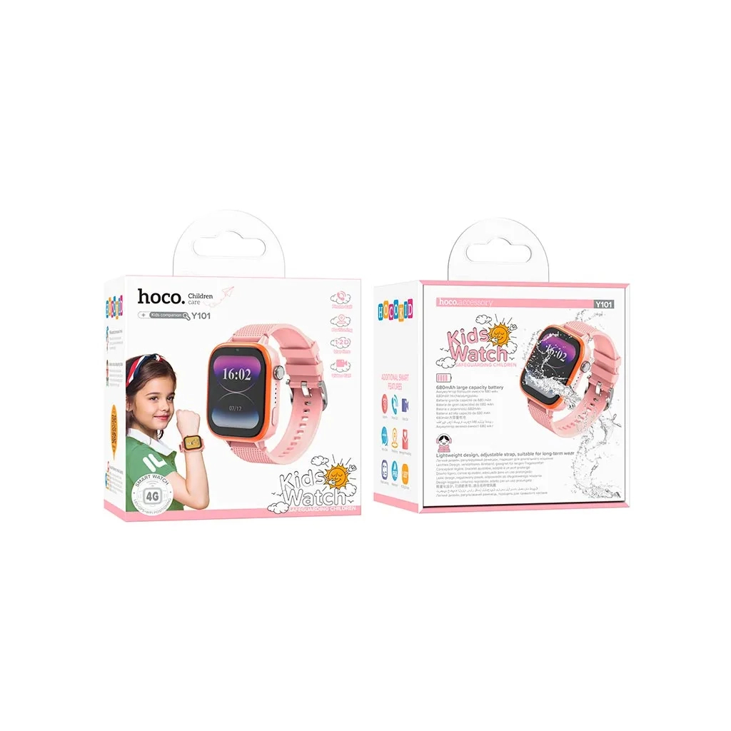Смарт-годинник HOCO Y101 4G children smart watch Pink (6942007626422) - зображення 3