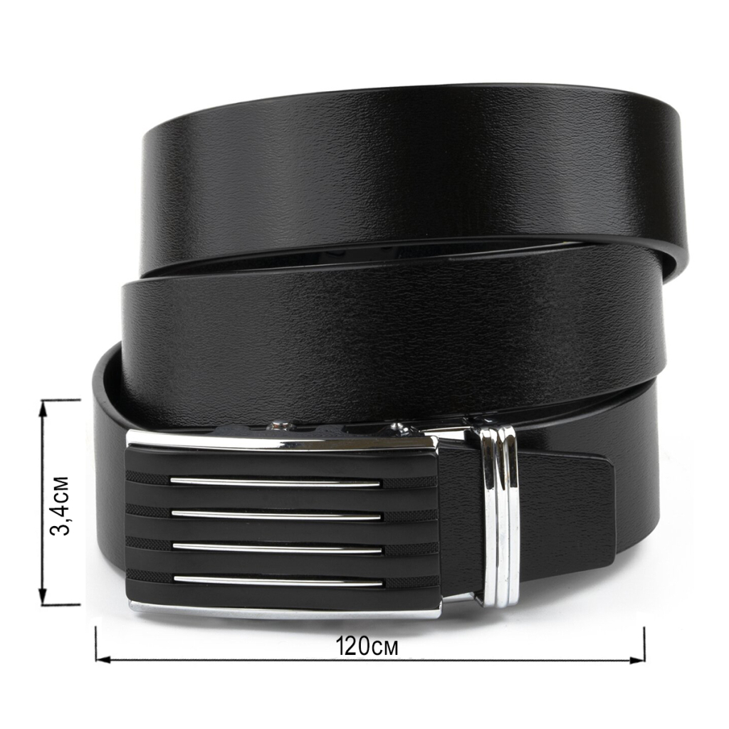 Ремінь Vintage Чоловічий з автоматичною пряжкою смужка Чорний (20301) - зображення 3