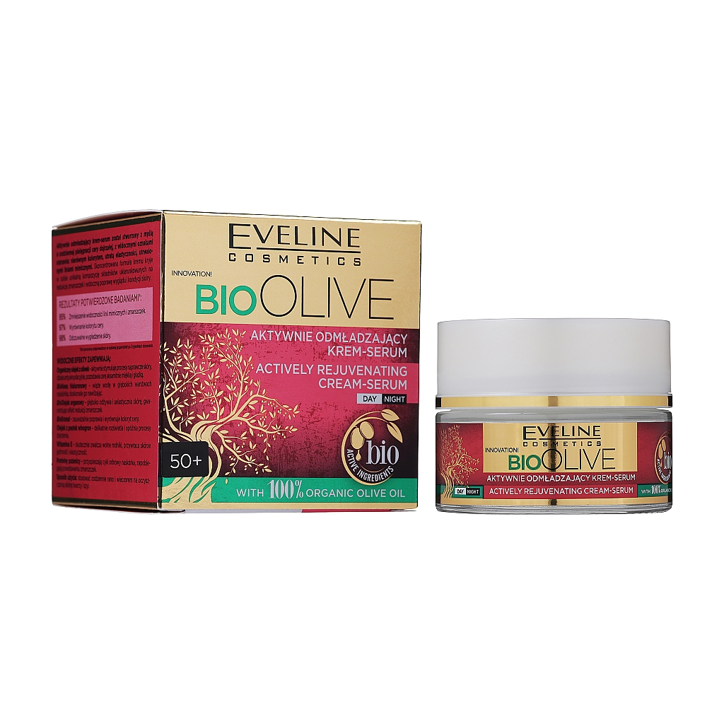 Крем для обличчя Eveline Cosmetics Bio Olive Actively Rejuvenating Cream-Serum 50 мл (5903416030140) - изображение 1