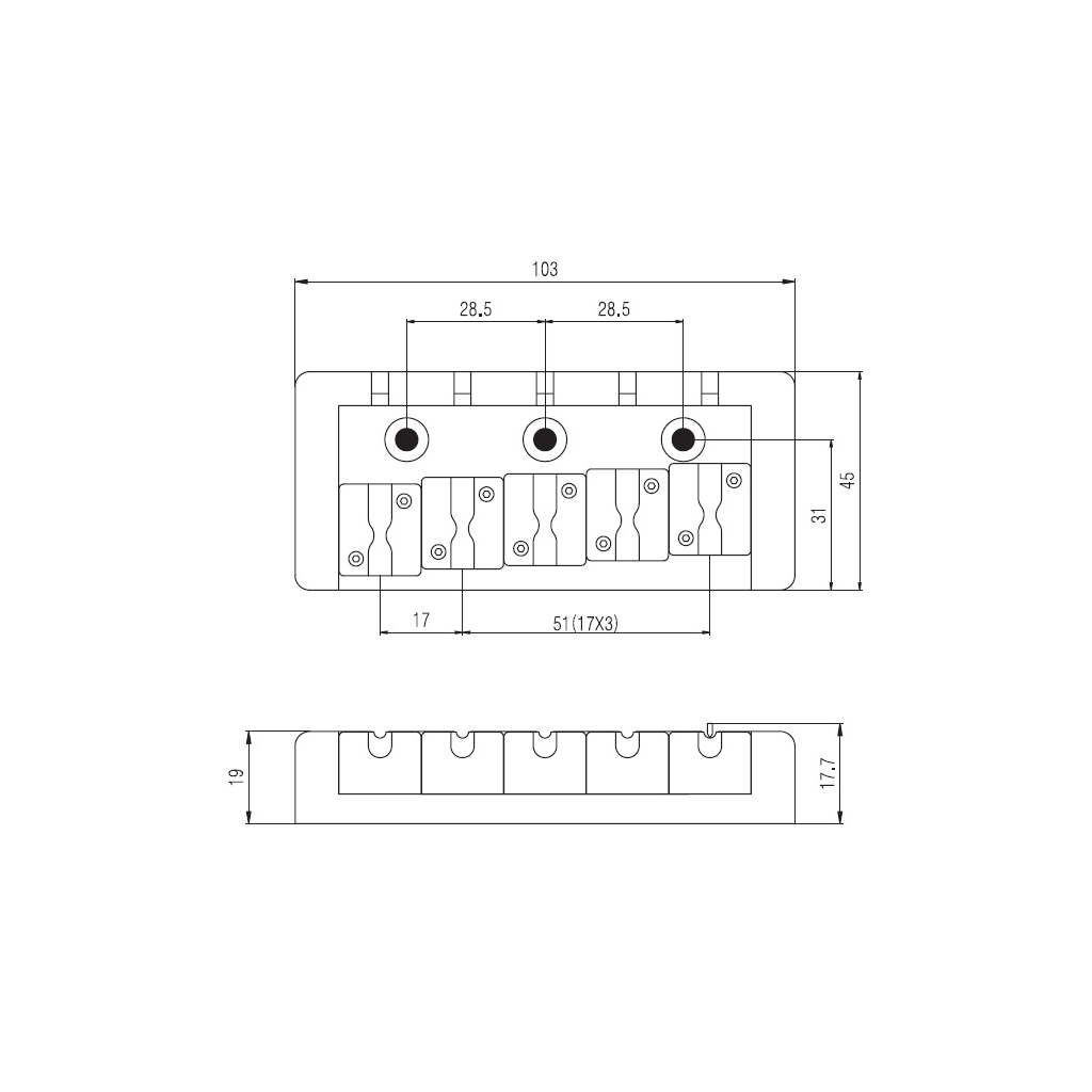 Бридж для гітари Paxphil BB008 Chrome - зображення 3