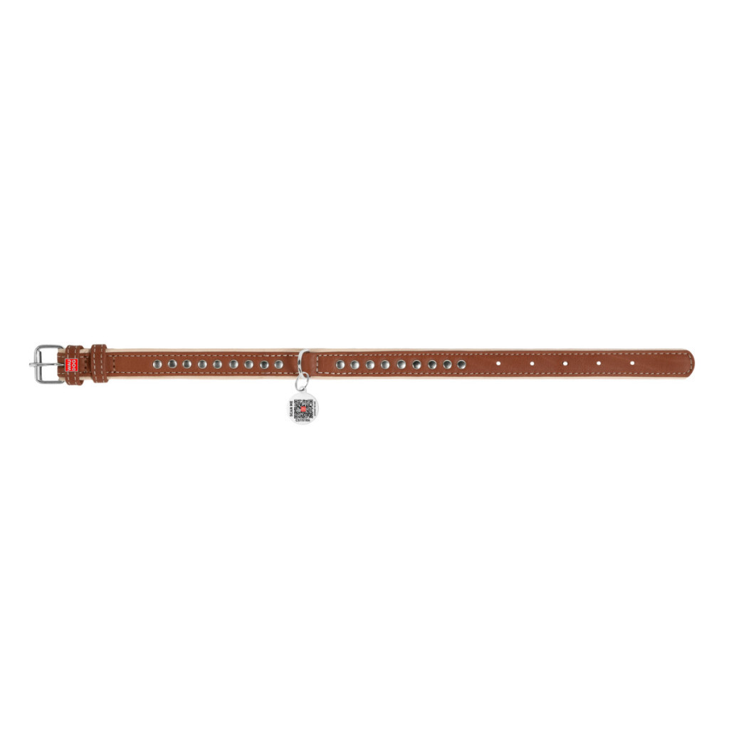 Нашийник для тварин WAUDOG Soft з QR паспортом металічні прикраси XS коричневий (7195) - изображение 7