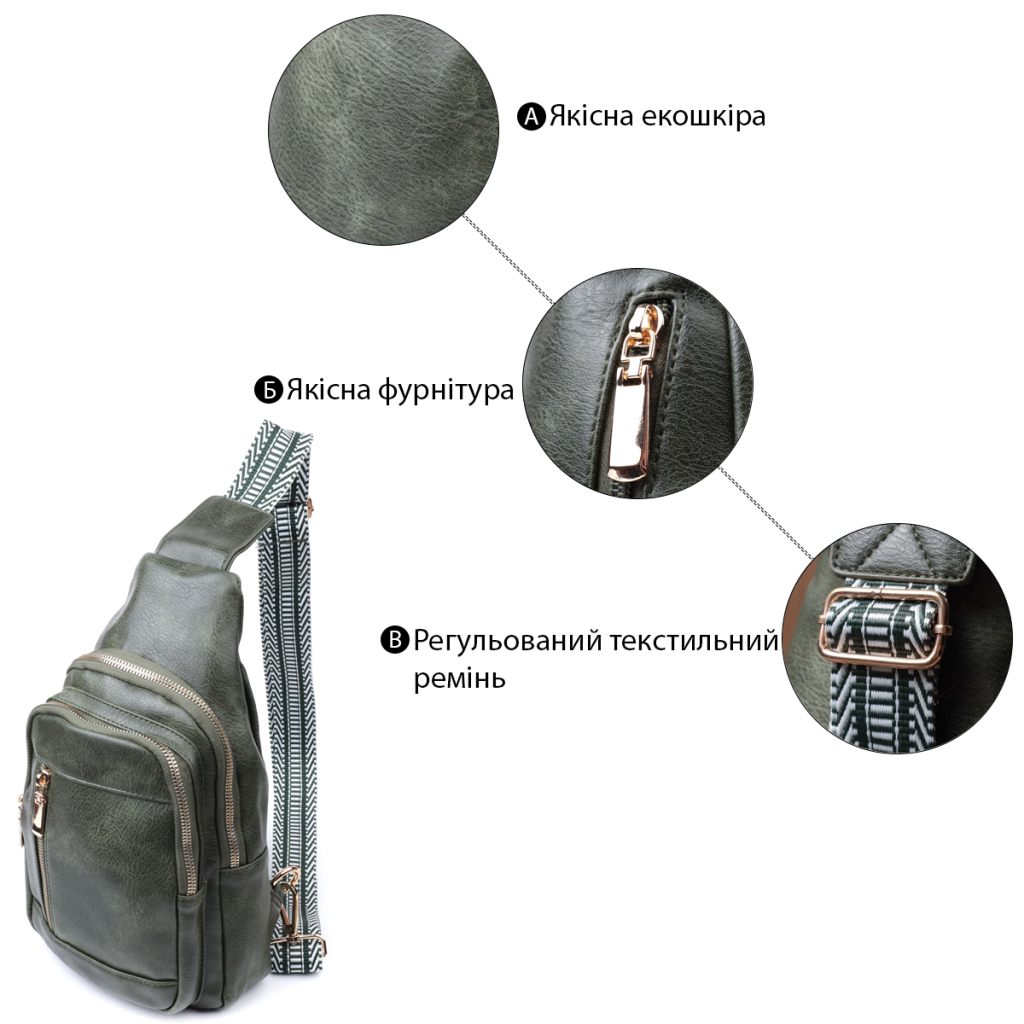 Сумка Vintage З екошкіри Зелена (22745) - зображення 4