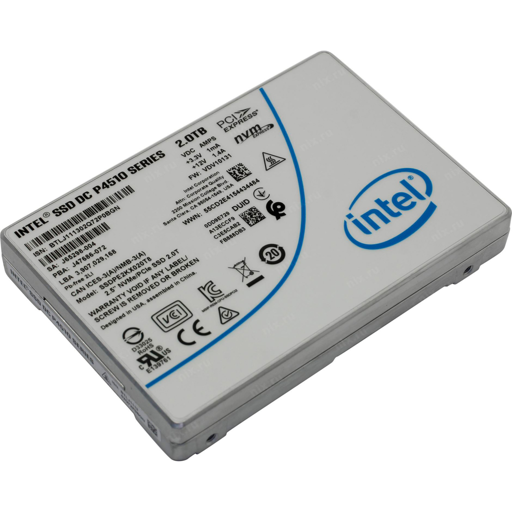 Накопичувач SSD U.2 2.5" 2TB DC P4510 INTEL (SSDPE2KX020T801) - изображение 2