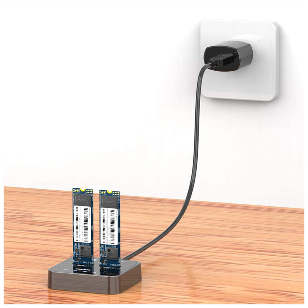 Док-станція для накопичувачів Maiwo 2*NVMe M.2 SSD Key M/B+M USB 3.1 Gen2 Type-C (K3016P) - зображення 4