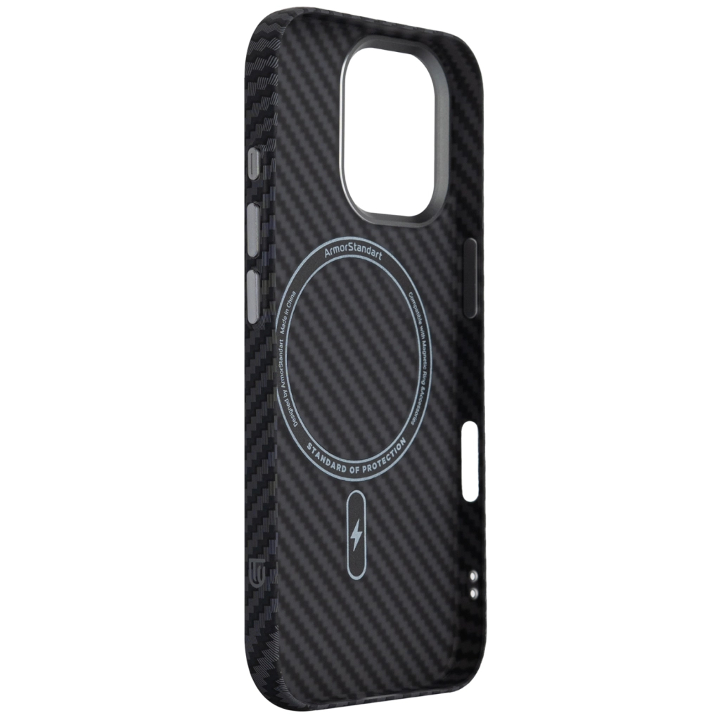 Чохол до мобільного телефона Armorstandart LikeCarbon2 MagCase Apple iPhone 17 Carbon Black (ARM86257) - зображення 4