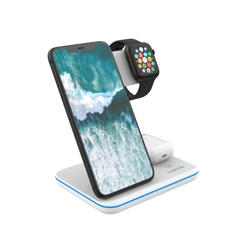 Зарядний пристрій Canyon WS-303 3in1 Wireless charger (CNS-WCS303W) - зображення 3