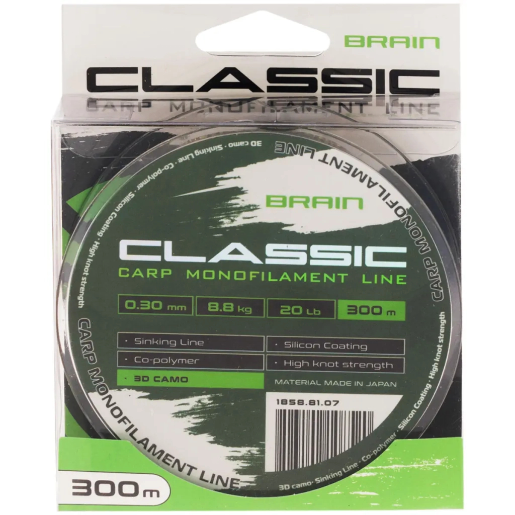 Волосінь Brain Classic Carp Line 3D (camo) 300m 0.30mm 20lb 8.8kg (1858.81.07) - изображение 2