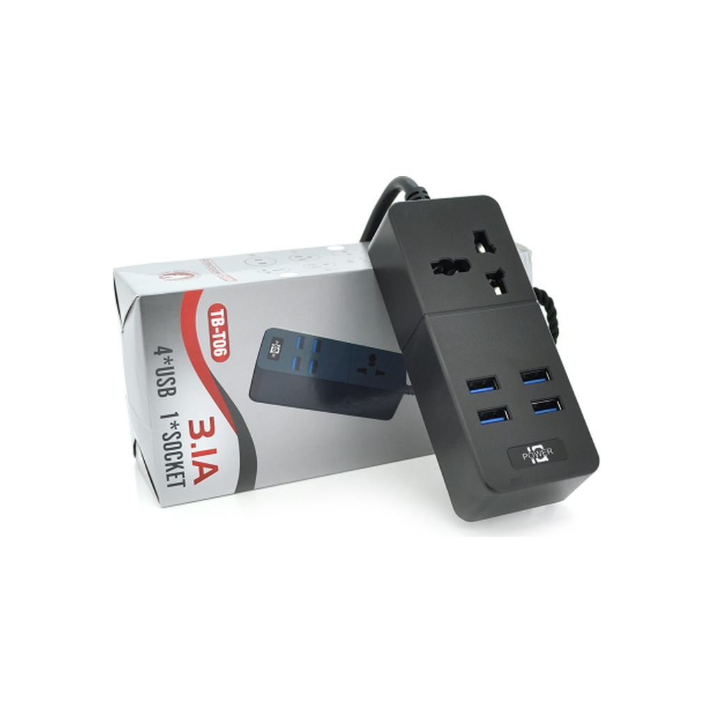 Мережевий фільтр живлення Voltronic TВ-Т05, 1роз, 4*USB Black (ТВ-Т06-Black) - зображення 2