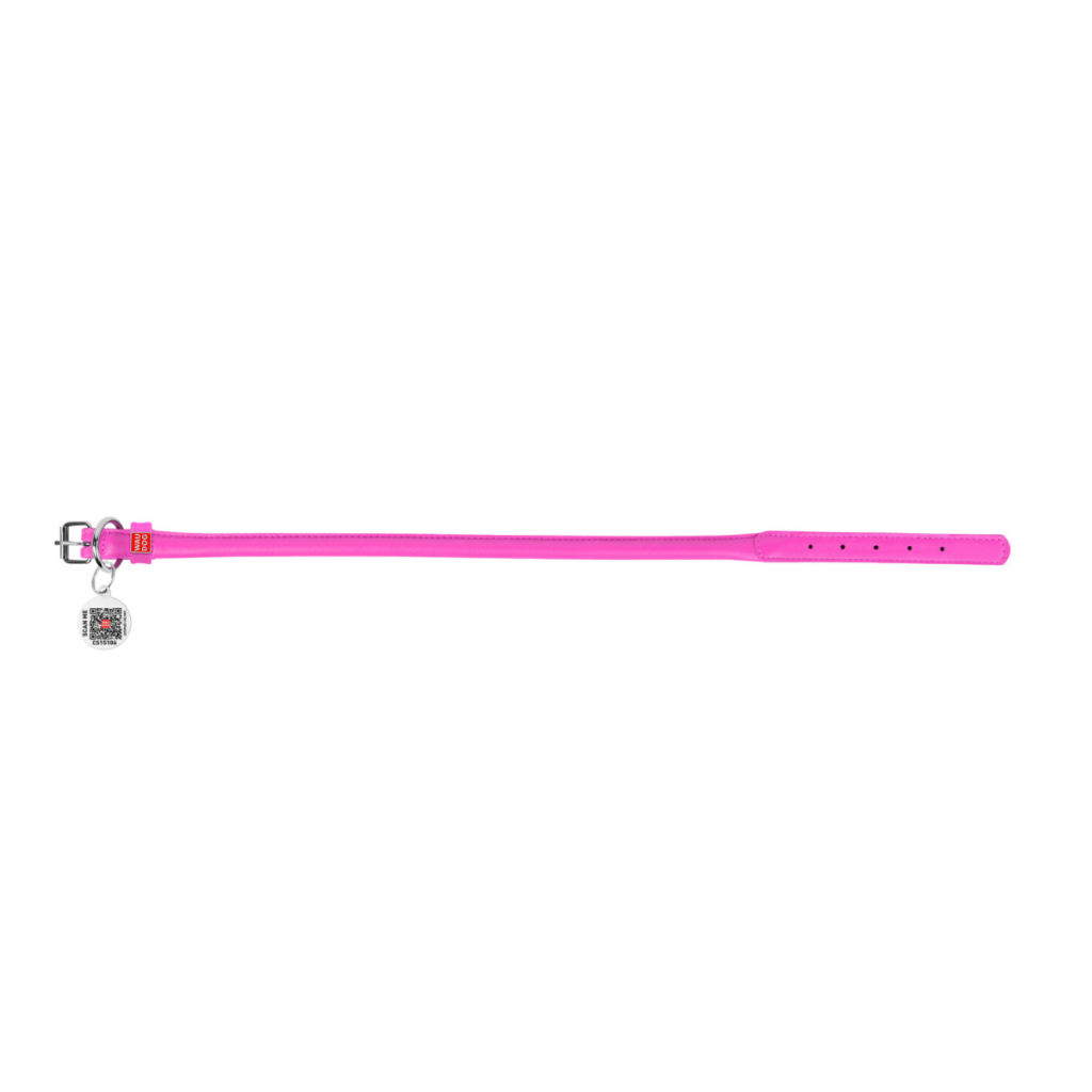 Нашийник для тварин WAUDOG Glamour з QR паспортом, круглий, XS d8 мм Д 25-33 см см рожевий (22417) - зображення 2