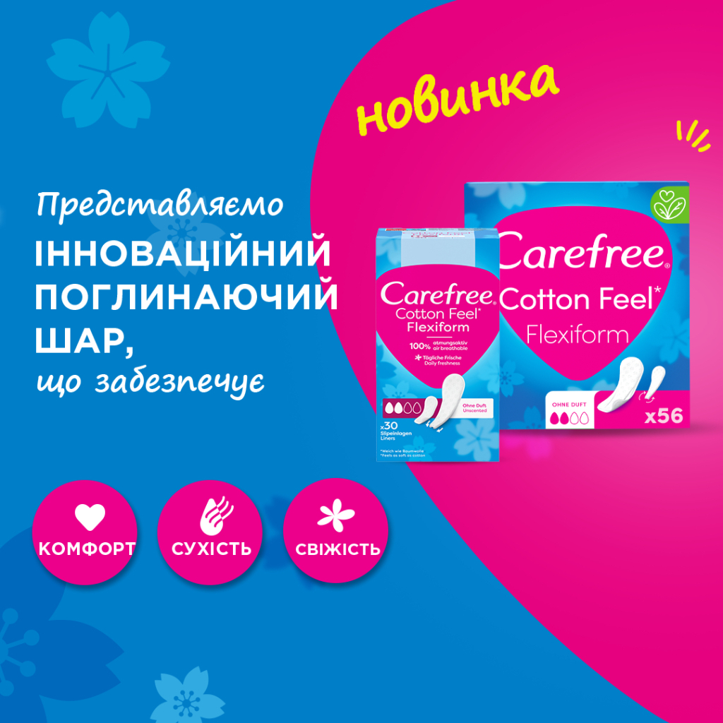 Щоденні прокладки Carefree Cotton Feel Flexiform Без аромату 56 шт. (3574661482194) - изображение 8