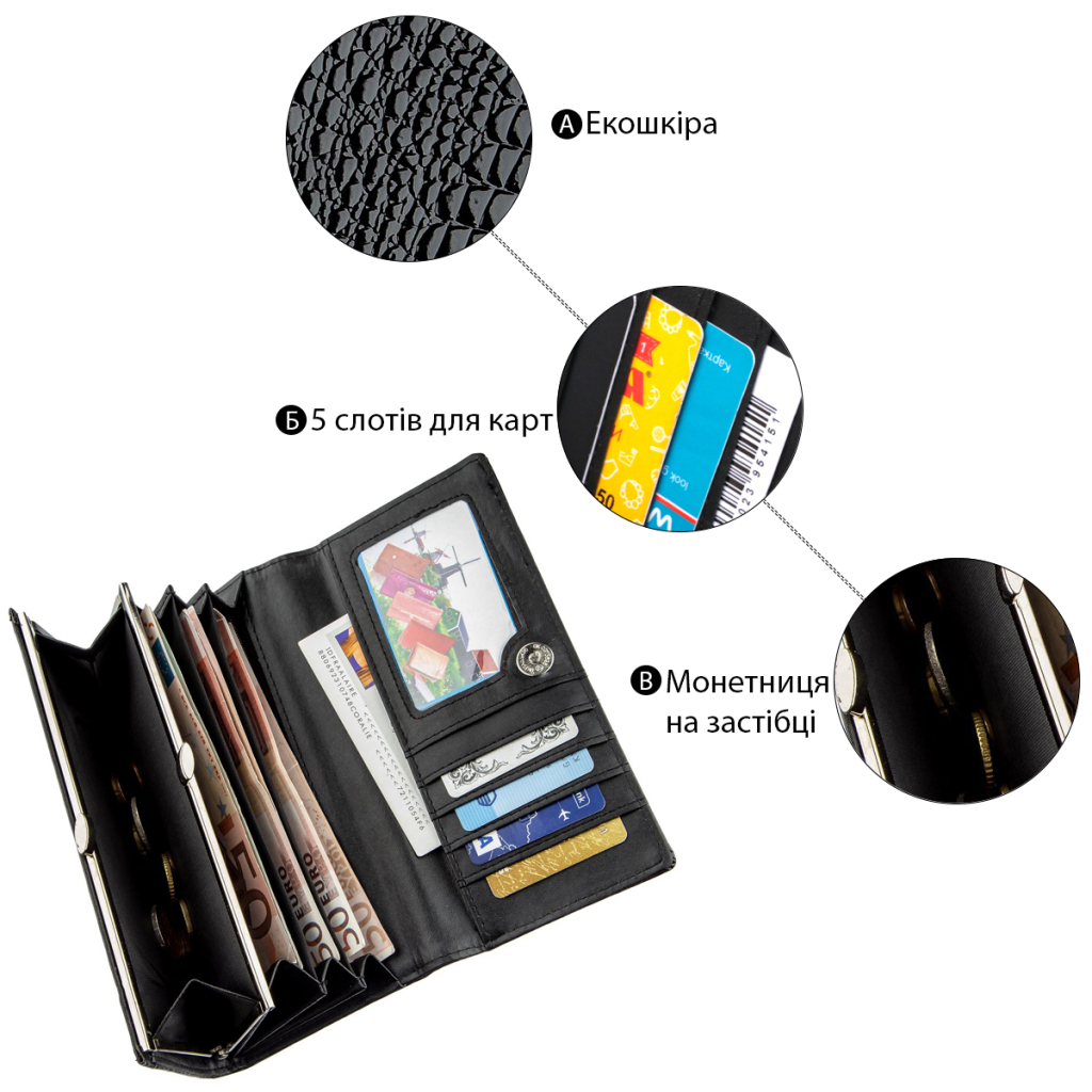 Гаманець Kivi З екошкіри Чорний (19012) - зображення 5