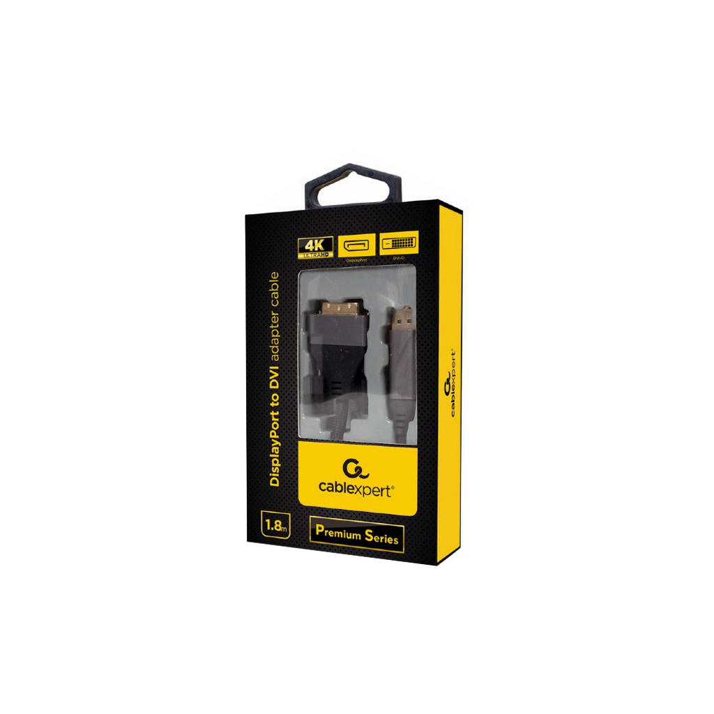 Кабель мультимедійний DisplayPort to DVI 1.8m 24 +1, 4K 30Hz Cablexpert (CC-DPM-DVIM-4K-6) - зображення 3
