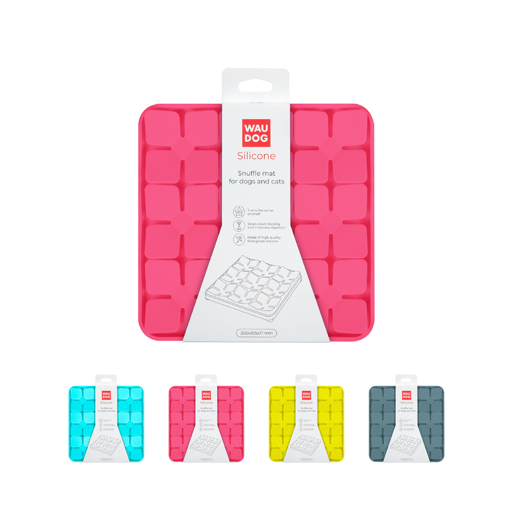Універсальний посуд для тварин WAUDOG Silicone Килимок для пошуку корму 20х20х1.7 см рожевий (23517) - зображення 1
