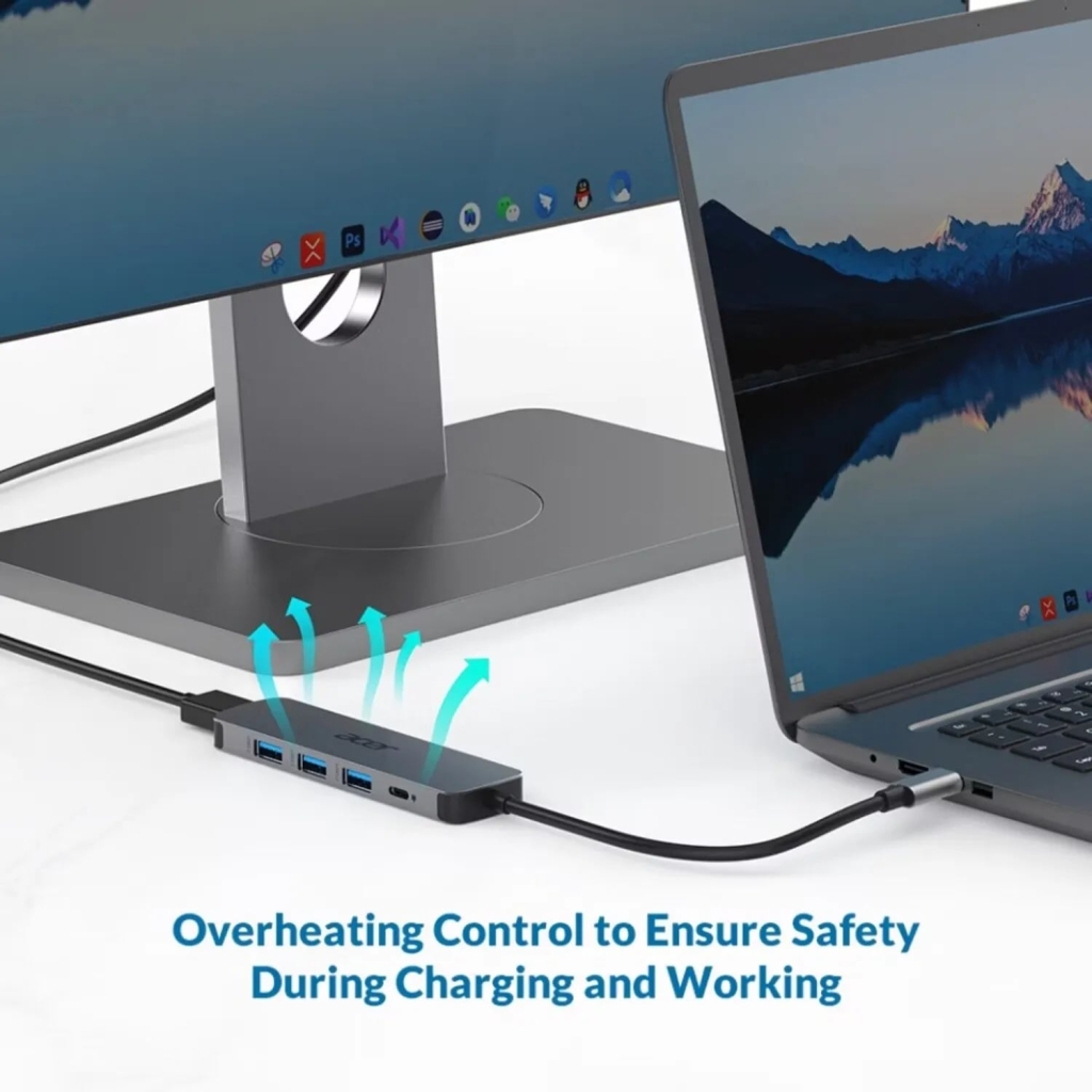 Концентратор Acer USB-C 5-in-1 3xUSB 3.0 + HDMI + USB-C gray (HP.DSCAB.021) - зображення 5