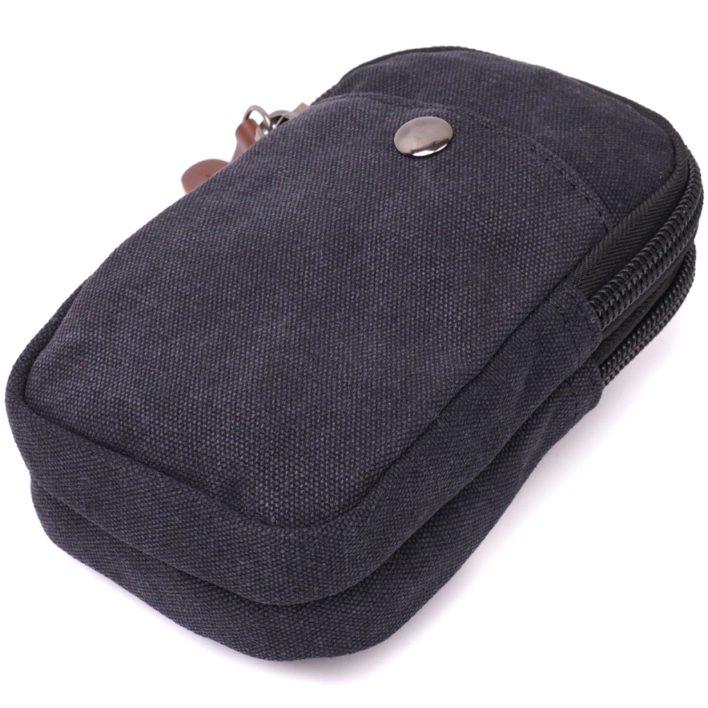 Сумка Vintage Чохол на пояс з металевим карабіном з текстилю Чорна (22223) - зображення 5