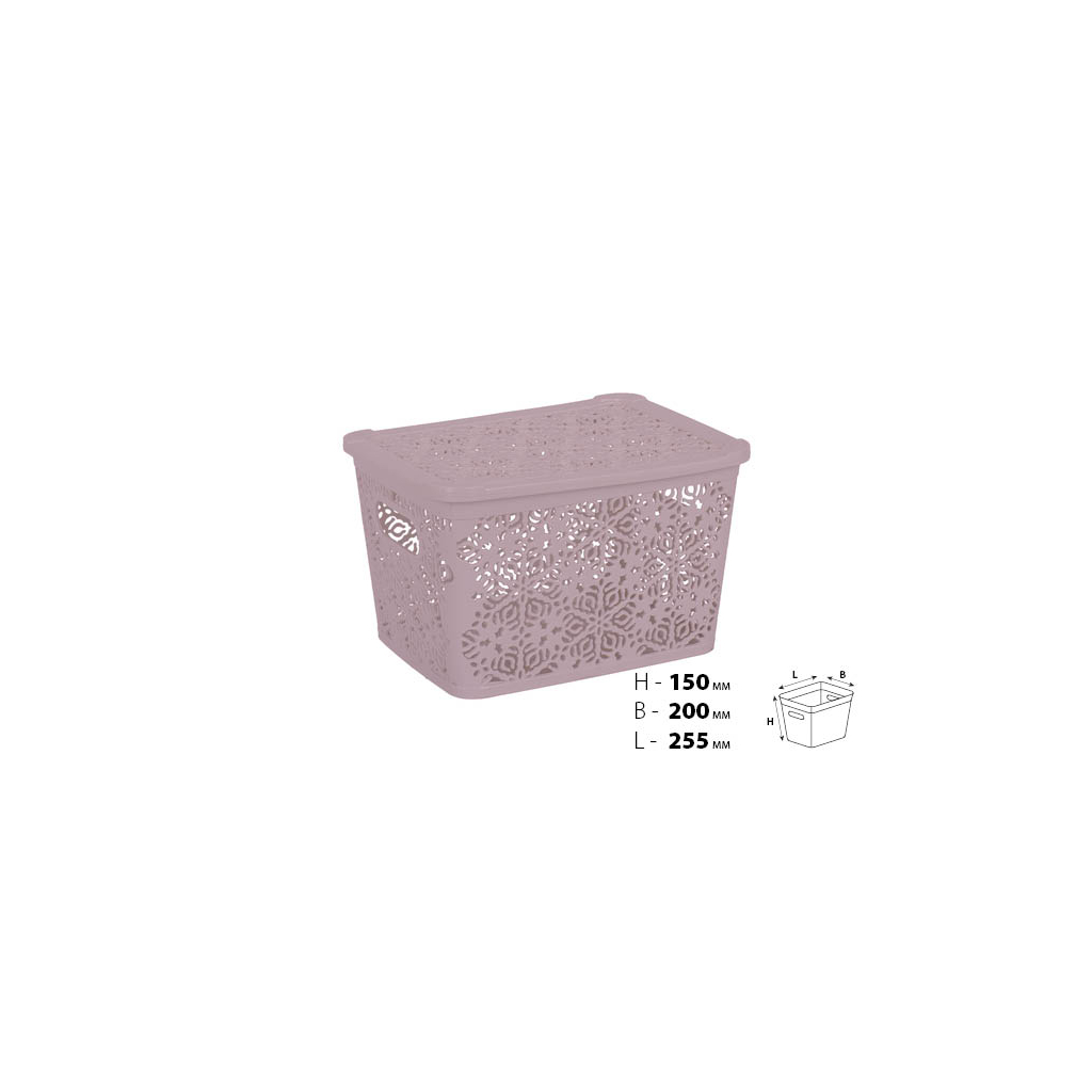Кошик для зберігання Violet House 0402 №2 Ажур з кришкою Powder 7 л (0402 №2 Ажур PW з/кр. 7 л) - зображення 2