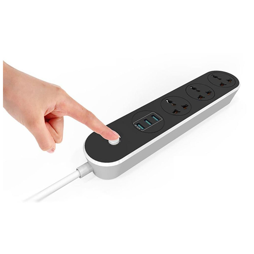 Мережевий фільтр живлення ColorWay CW-CHU33B, 3 розетки/3USB Black 1.8M (CW-CHU33B) - зображення 6