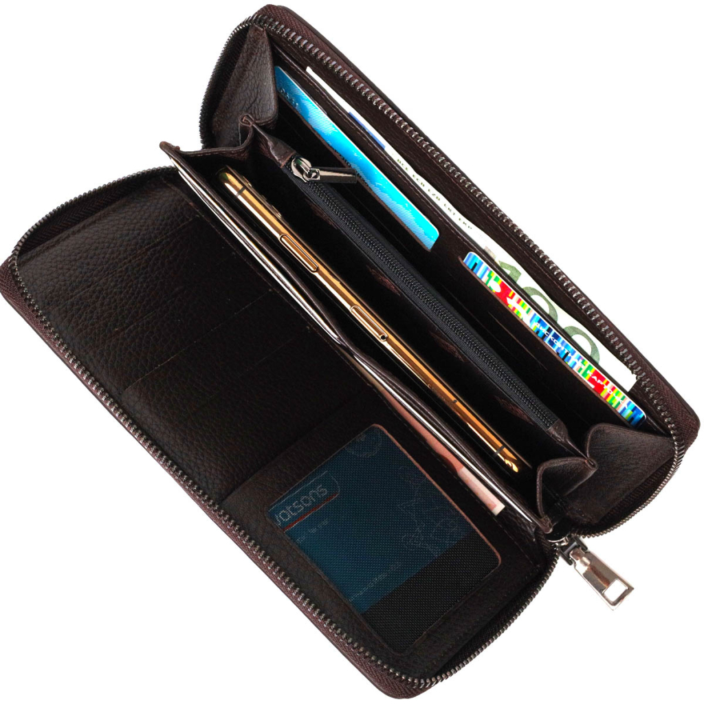 Гаманець Bond Accessories З одним відділенням з натуральної шкіри Коричнева (22032) - зображення 6