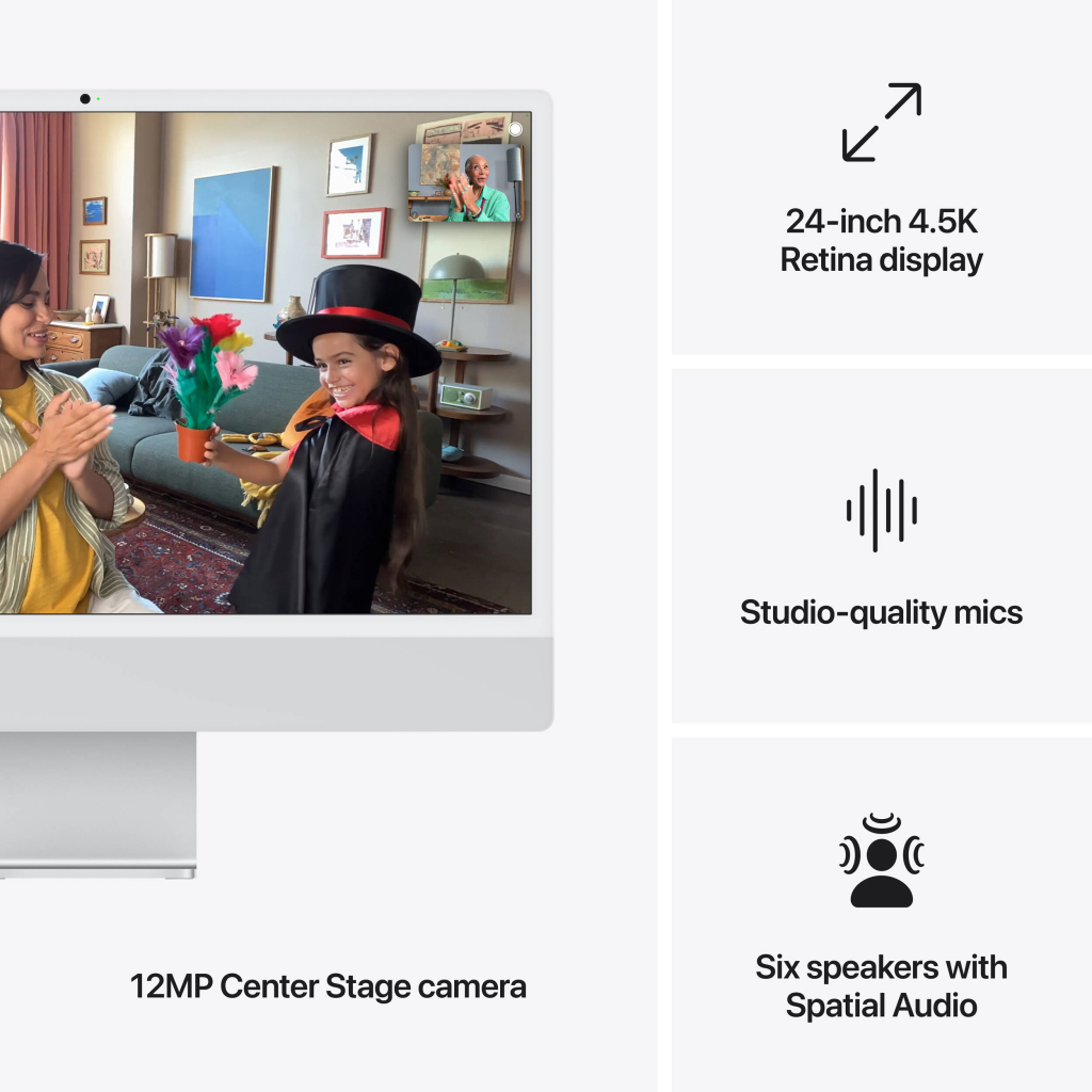 Комп'ютер Apple 24" iMac Retina 4.5K / Apple M4 (8-c/CPU, 8-c/GPU), 16, 256, Silver (MWUC3UA/A) - изображение 4