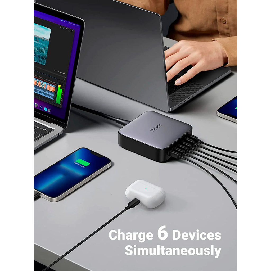 Зарядний пристрій Ugreen 6xUSB 200W (4хUSB-C+2xUSB-A) Gan CD271 (40914) - зображення 7