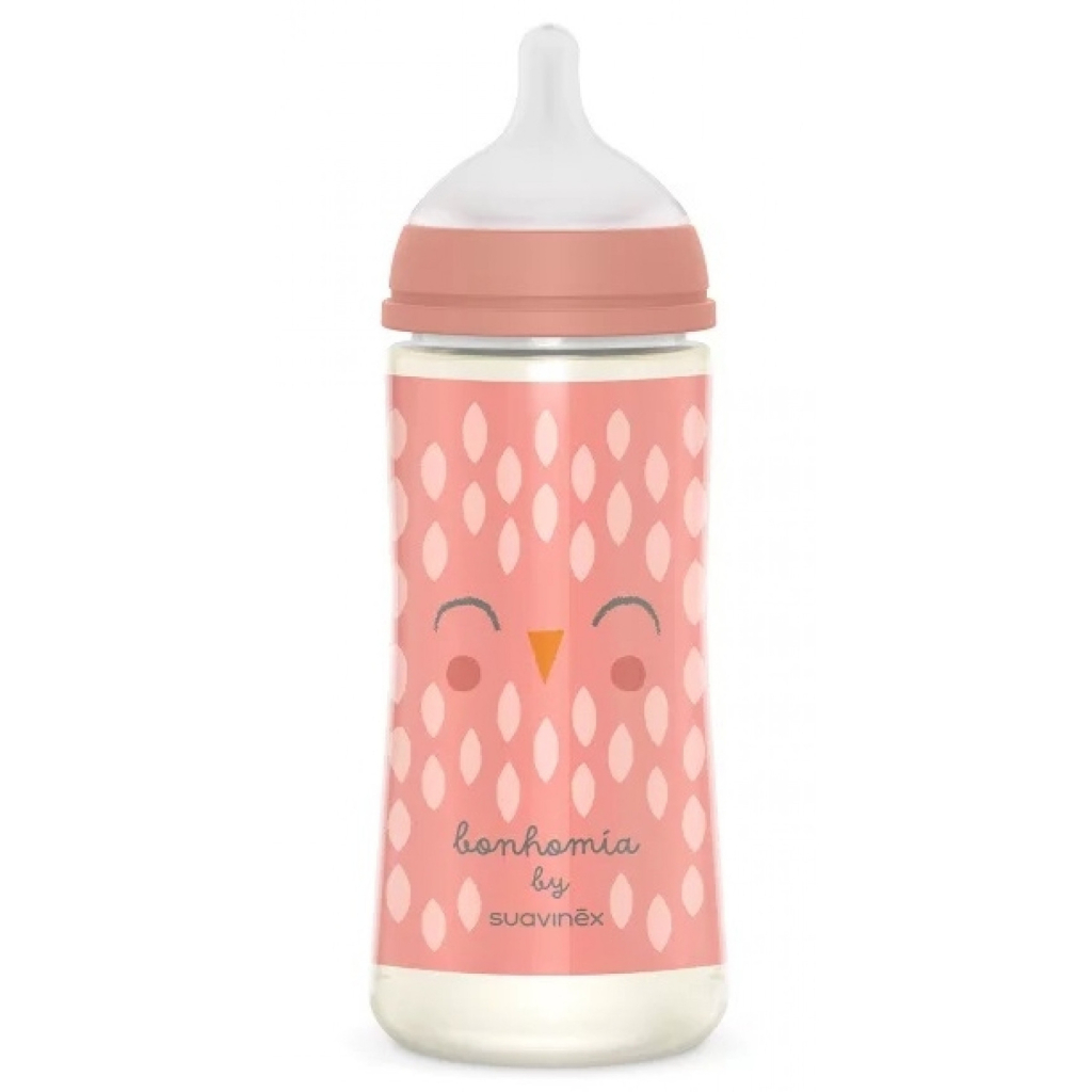 Пляшечка для годування Suavinex Bonhomia, повільний потік, 360 мл, рожева (307837) - зображення 2