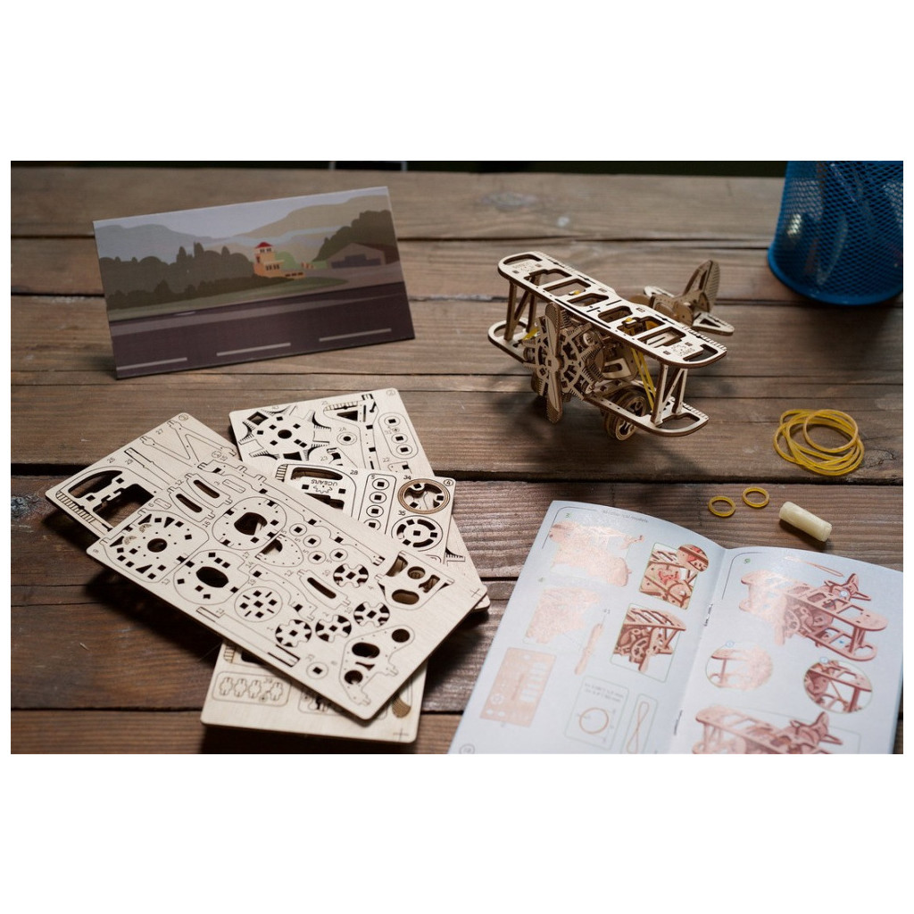 Збірна модель Ugears механічний Мінібіплан (70159) - зображення 12