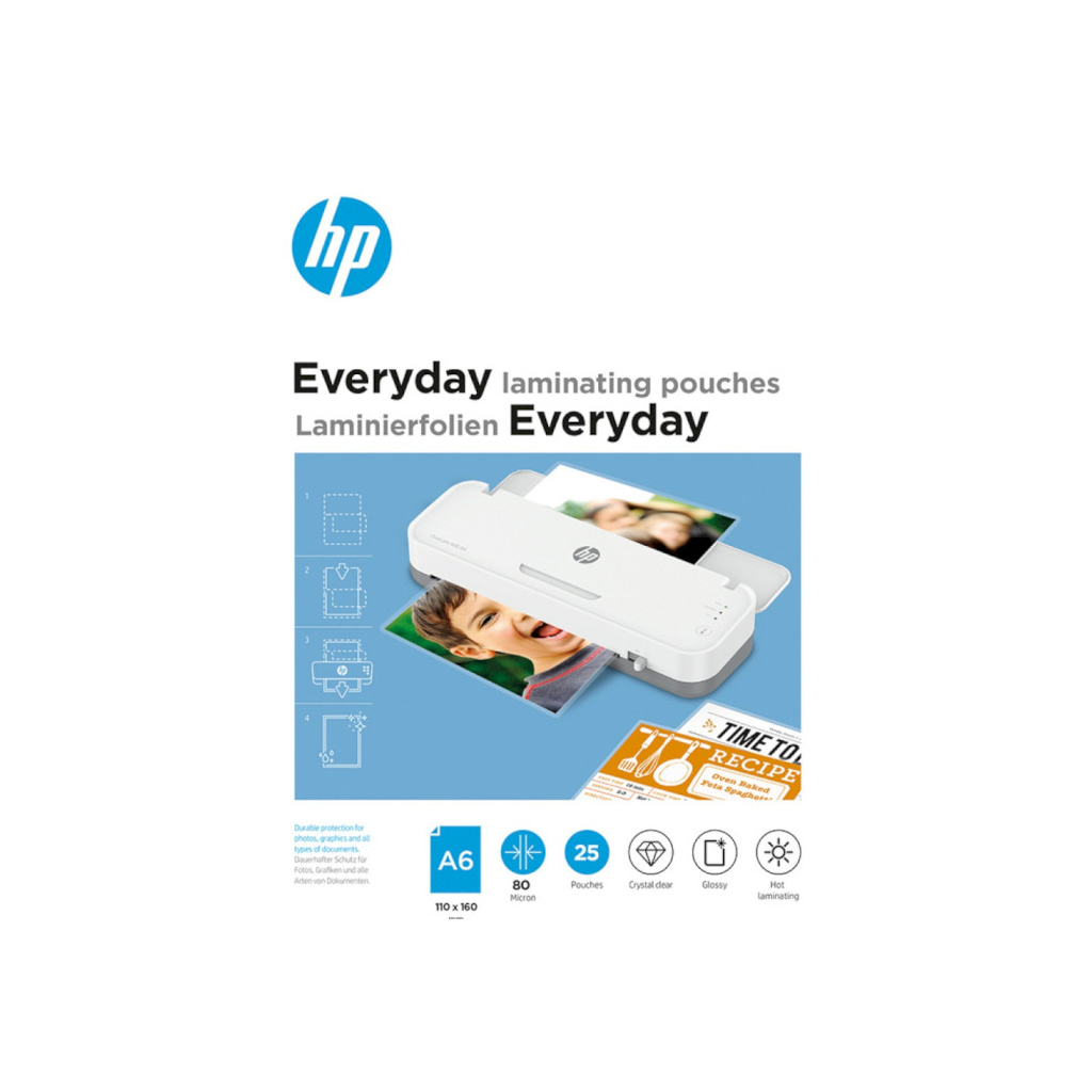 Плівка для ламінування HP Everyday Laminating Pouches, A6, 80 Mic, 110 x 160, 25 pcs (9156) (838142) - зображення 1