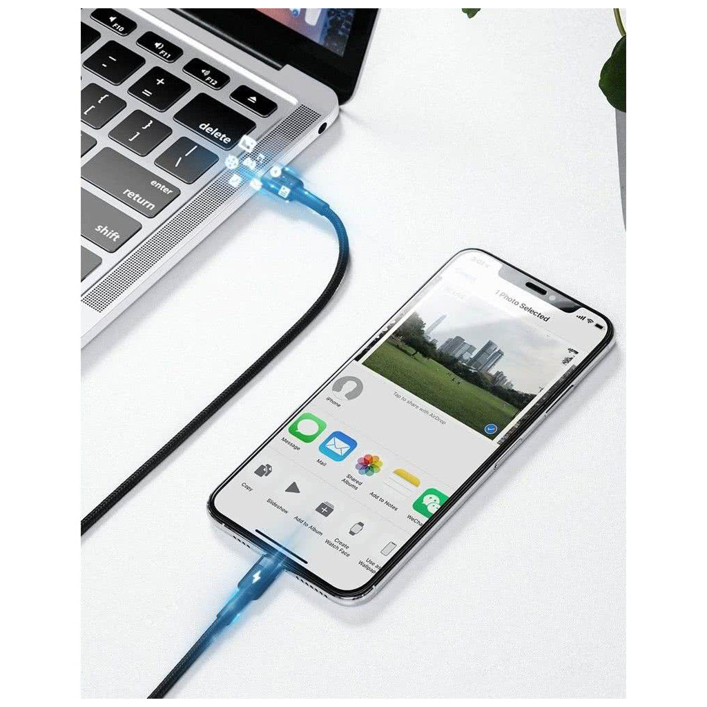 Дата кабель USB-C to Lightning 1.0m 18W 2.1A Cafule Black-Grey Baseus (CATLKLF-G1) - зображення 8