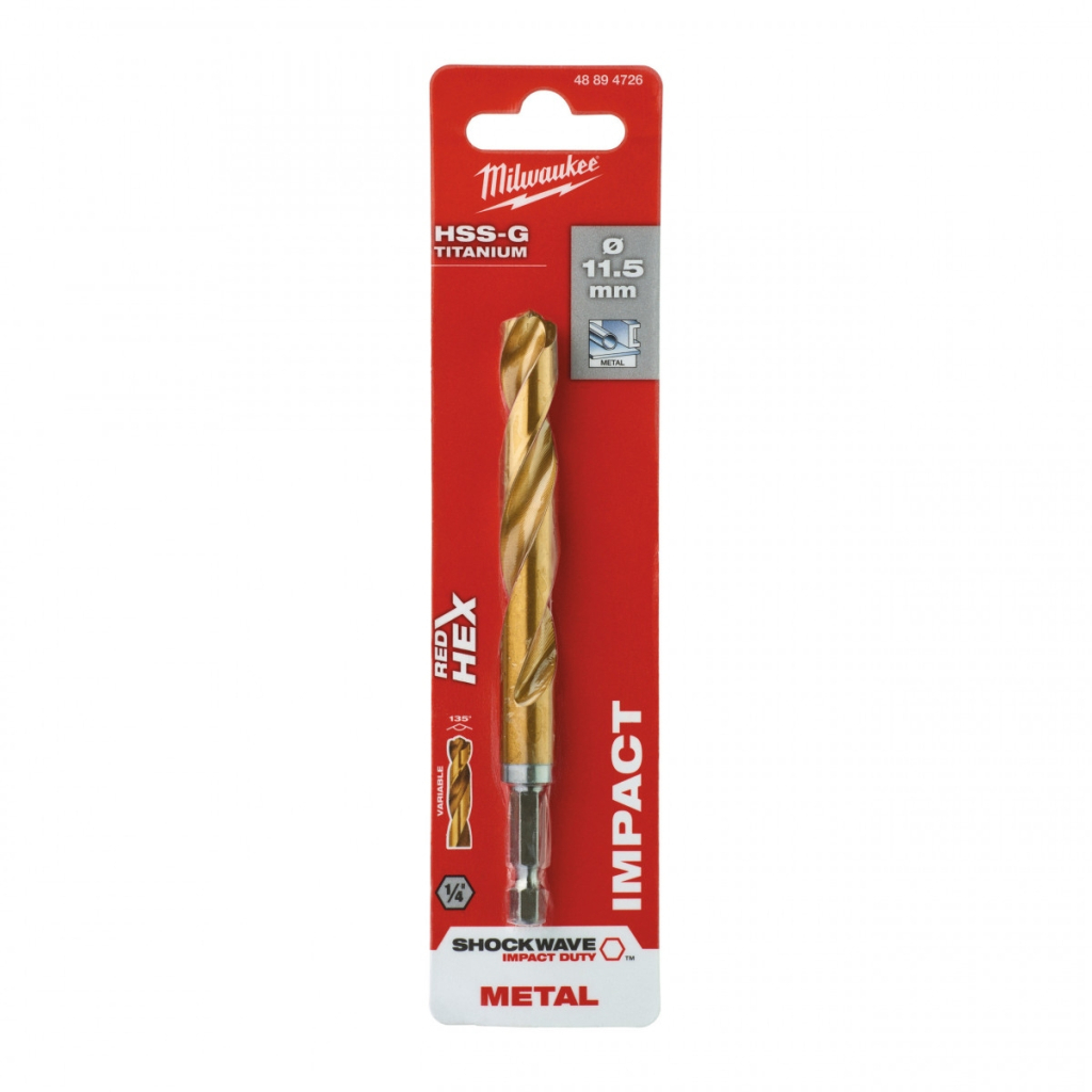Свердло Milwaukee по металу RedHEX HSS-G TiN, 11,5 мм (48894726) - зображення 3