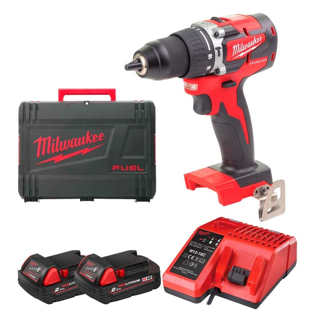 Шуруповерт Milwaukee M18 CBLPD-202C, 60Нм, 2x2Ah (4933464320) - зображення 1