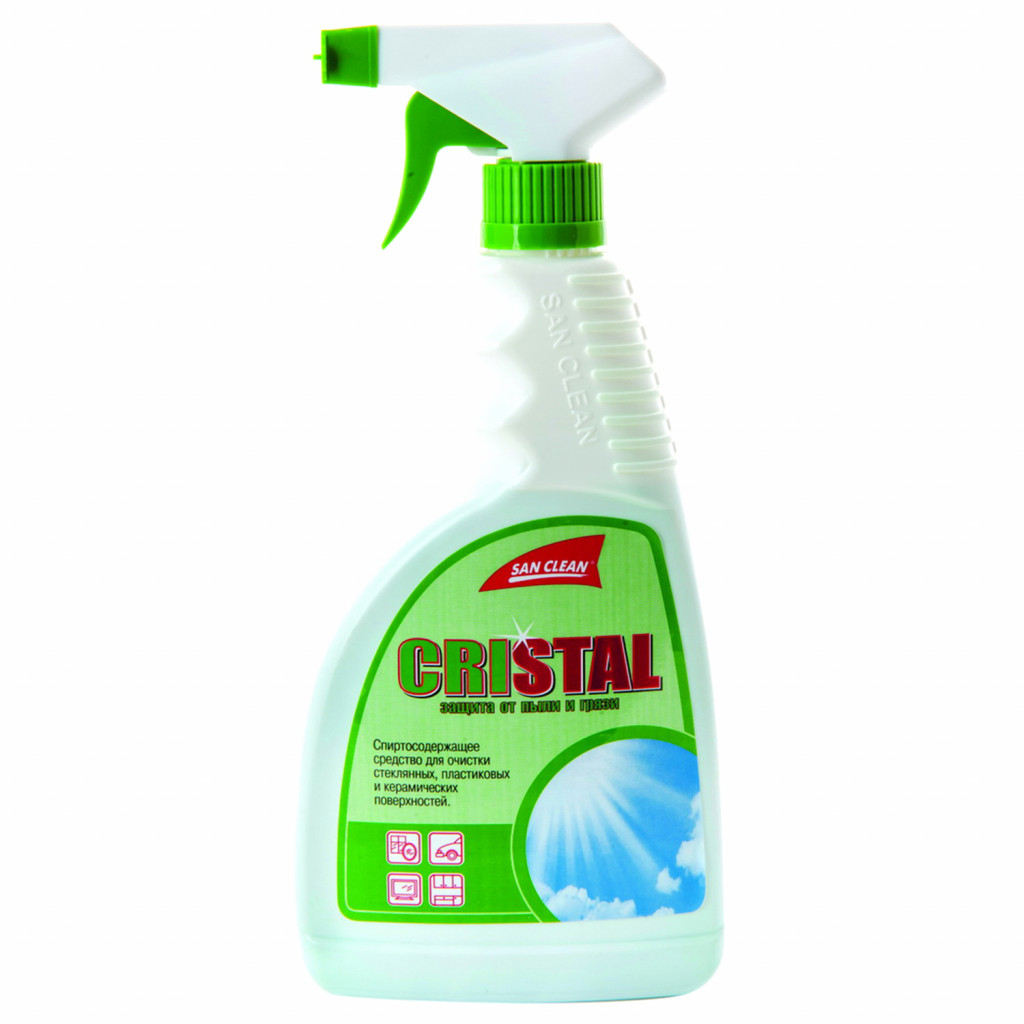 Засіб для миття скла San Clean Кристал з розпилювачем зелений 500 мл (4820003540398) - зображення 1